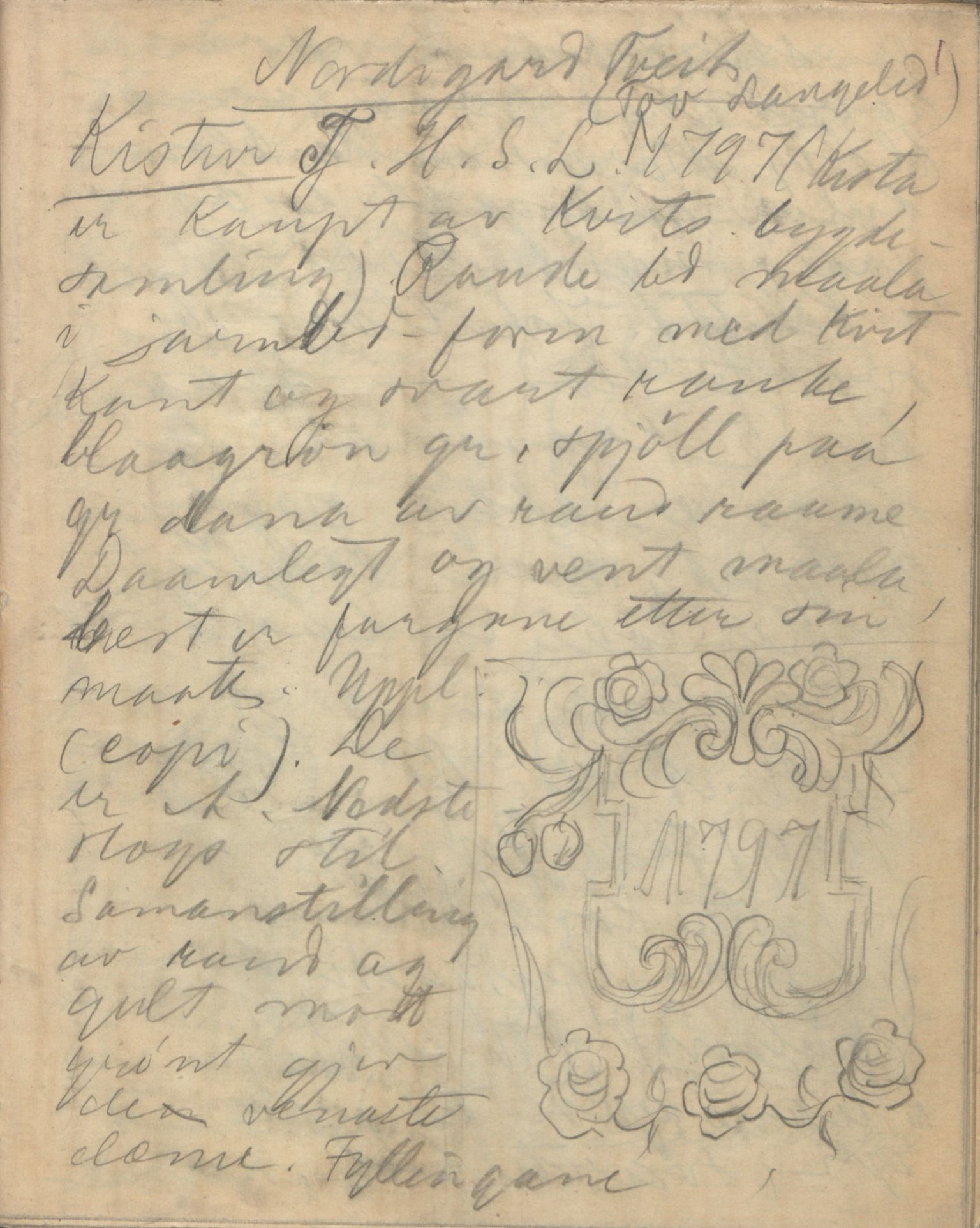 Rikard Berge, TEMU/TGM-A-1003/F/L0004/0022: 101-159 / 125 Tegninger av ymse innbo, ymse stader, 1910-1950, s. 1