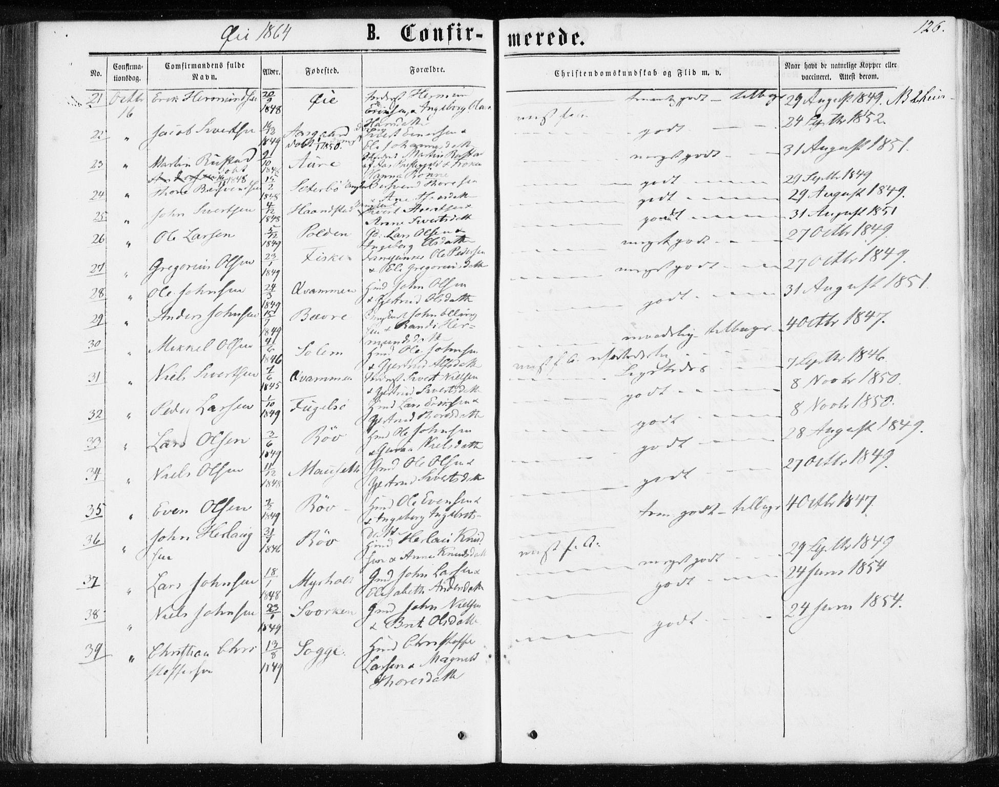 Ministerialprotokoller, klokkerbøker og fødselsregistre - Møre og Romsdal, AV/SAT-A-1454/595/L1045: Ministerialbok nr. 595A07, 1863-1873, s. 126