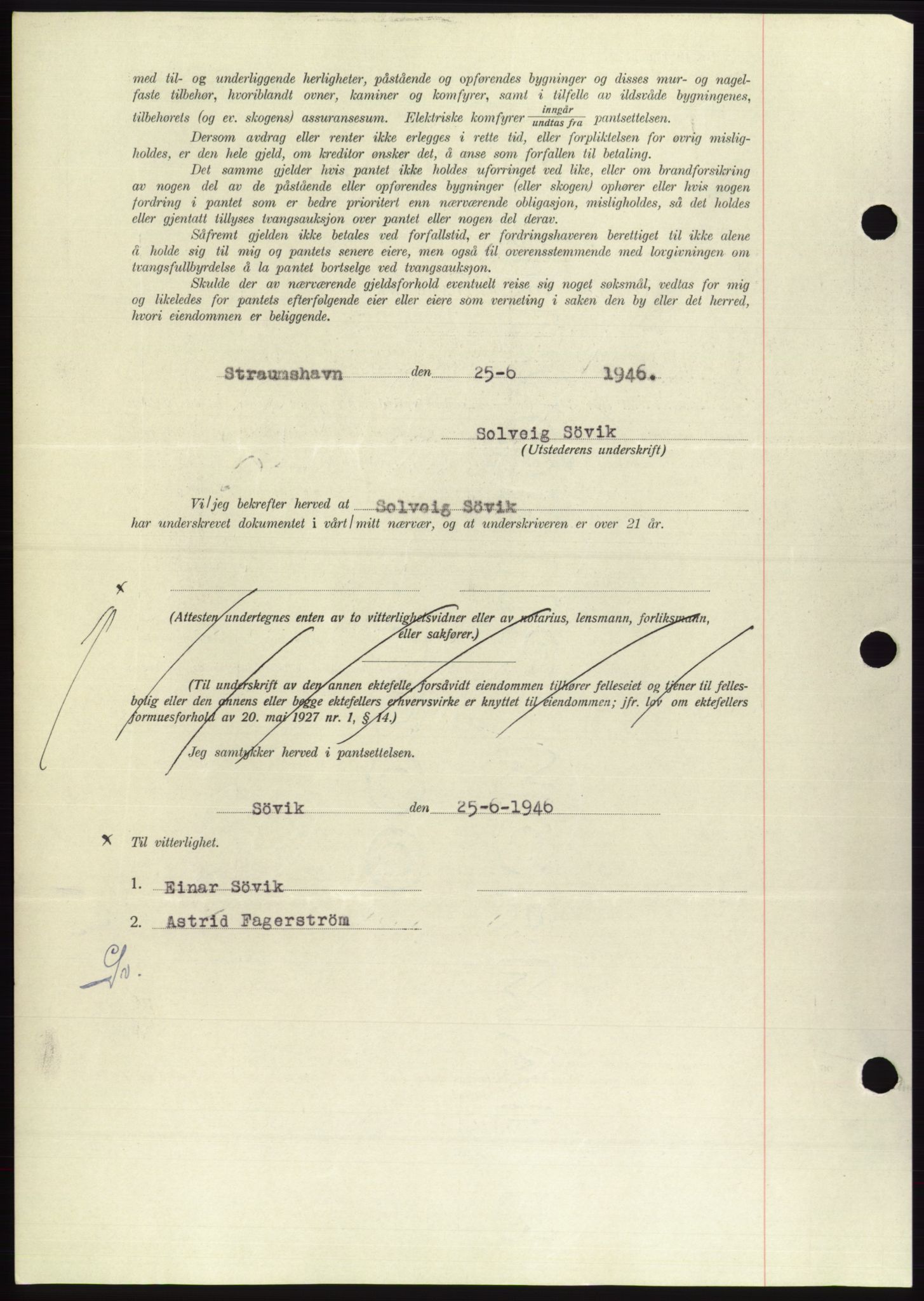 Søre Sunnmøre sorenskriveri, AV/SAT-A-4122/1/2/2C/L0114: Pantebok nr. 1-2B, 1943-1947, Dagboknr: 1589/1946