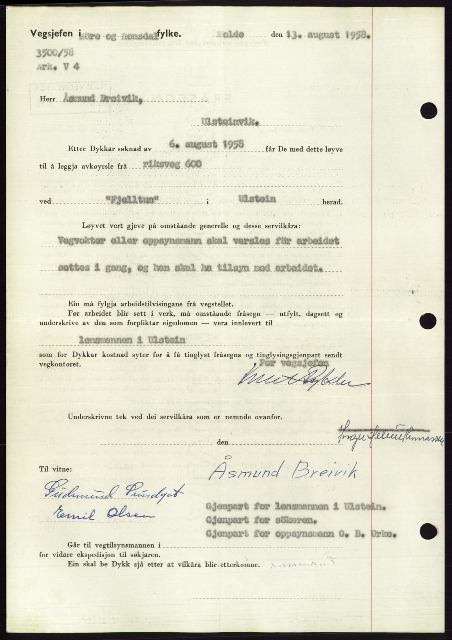 Søre Sunnmøre sorenskriveri, AV/SAT-A-4122/1/2/2C/L0110: Pantebok nr. 36A, 1958-1958, Dagboknr: 1844/1958