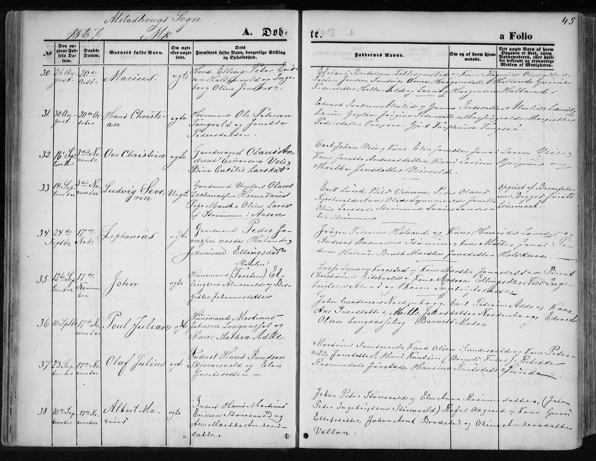 Ministerialprotokoller, klokkerbøker og fødselsregistre - Nord-Trøndelag, SAT/A-1458/717/L0157: Ministerialbok nr. 717A08 /1, 1863-1877, s. 45