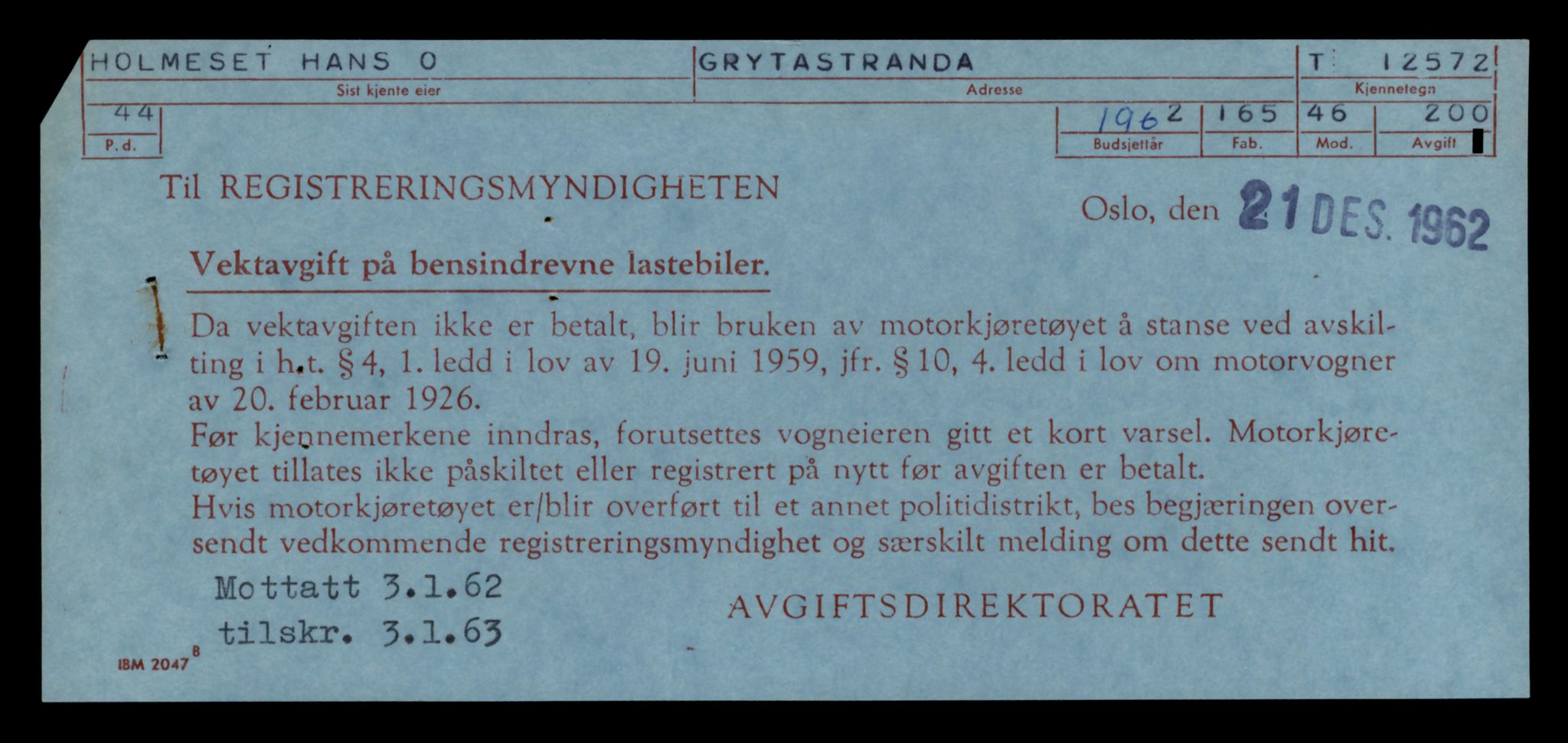 Møre og Romsdal vegkontor - Ålesund trafikkstasjon, AV/SAT-A-4099/F/Fe/L0034: Registreringskort for kjøretøy T 12500 - T 12652, 1927-1998, s. 1372