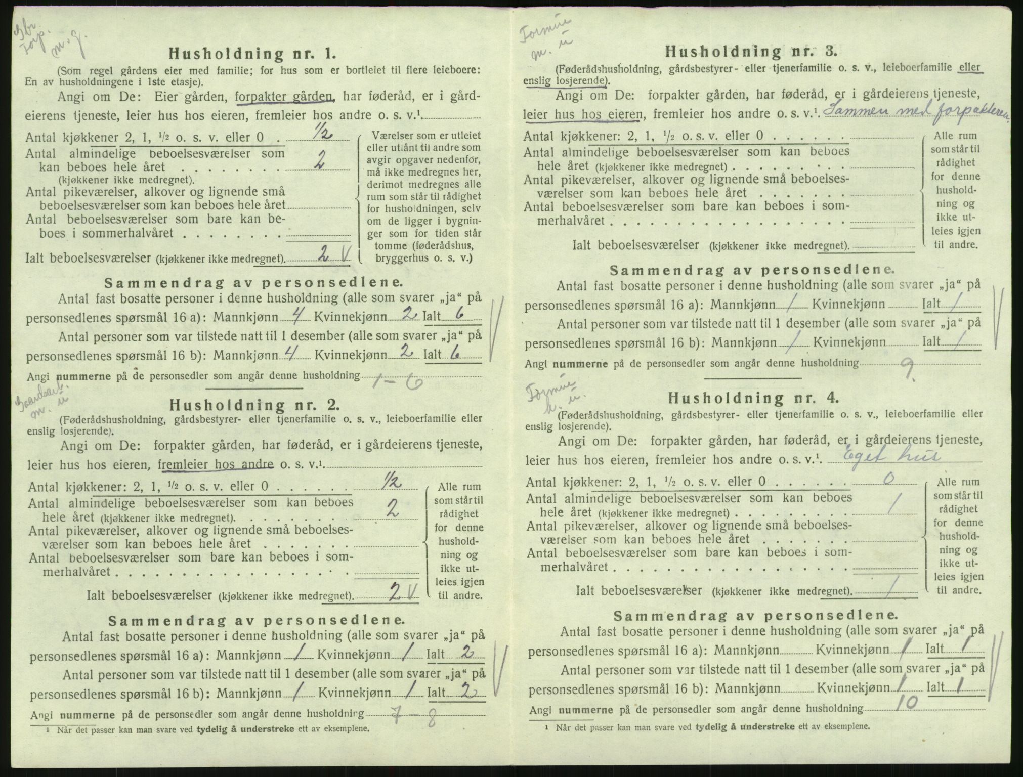 SAK, Folketelling 1920 for 0936 Hornnes herred, 1920, s. 264