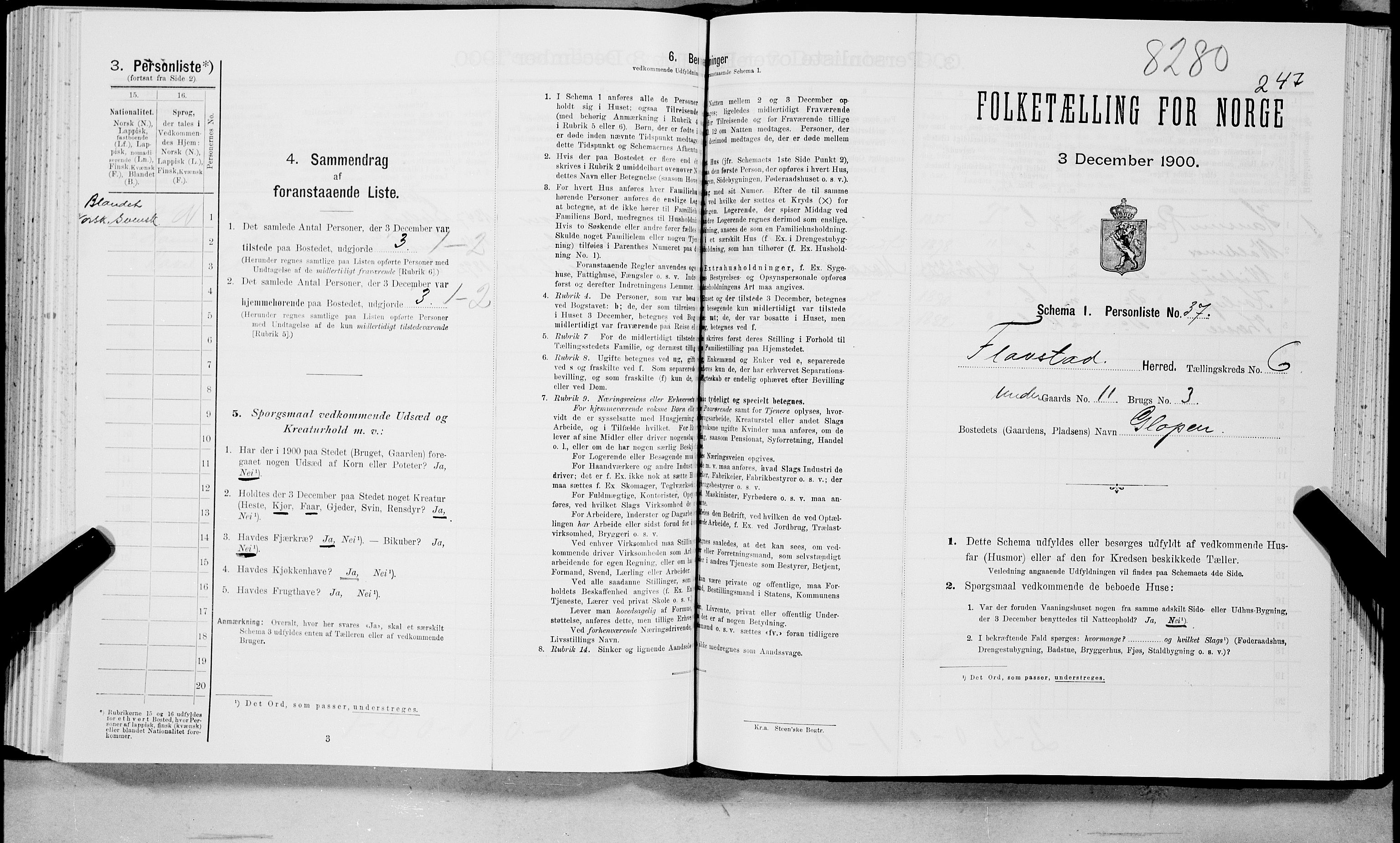 SAT, Folketelling 1900 for 1859 Flakstad herred, 1900, s. 737