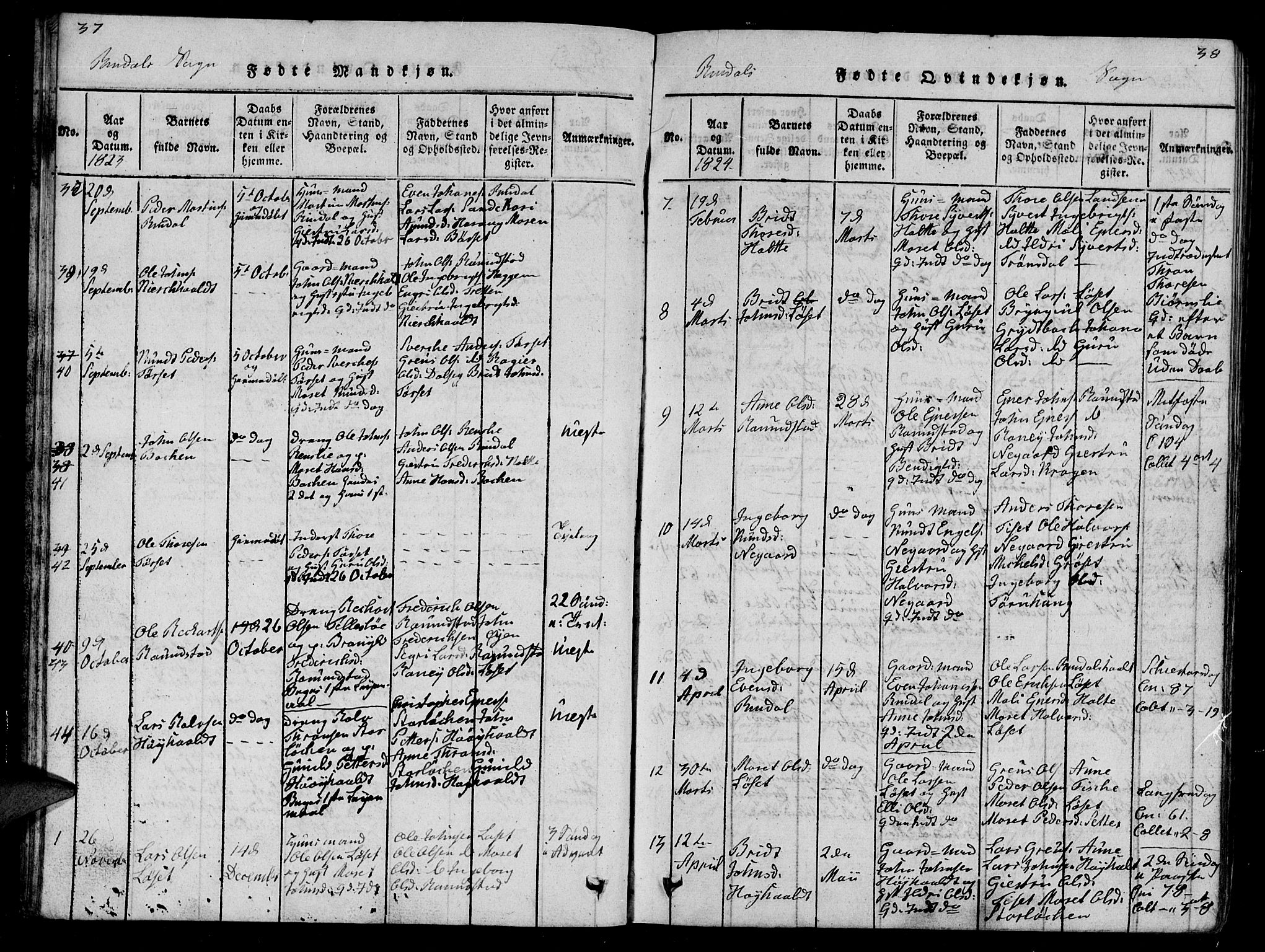 Ministerialprotokoller, klokkerbøker og fødselsregistre - Møre og Romsdal, AV/SAT-A-1454/595/L1050: Klokkerbok nr. 595C02, 1819-1834, s. 37-38