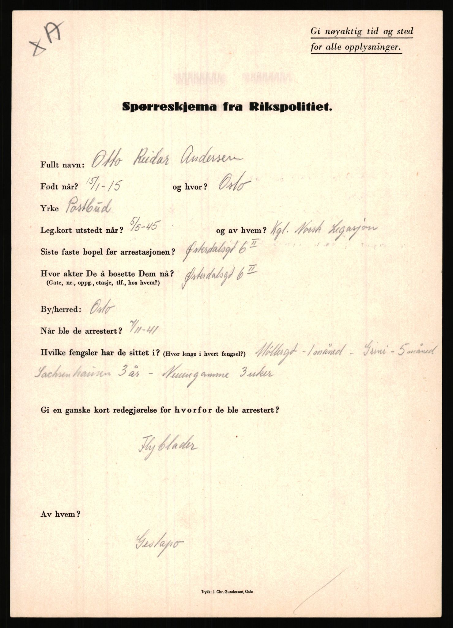 Rikspolitisjefen, AV/RA-S-1560/L/L0001: Abelseth, Rudolf - Berentsen, Odd, 1940-1945, s. 525