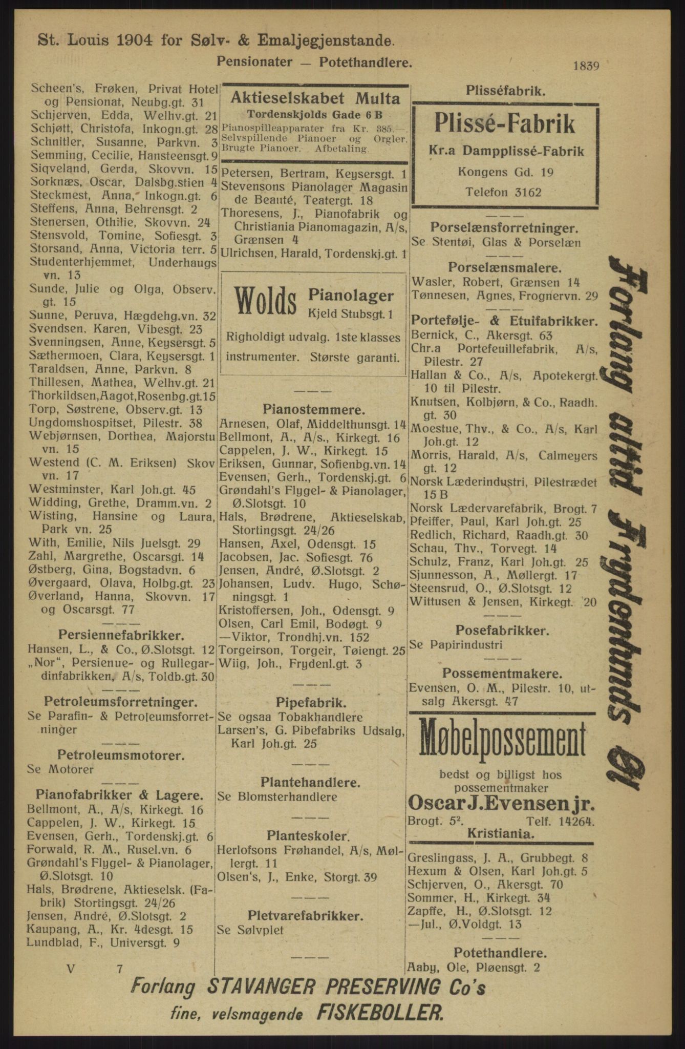 Kristiania/Oslo adressebok, PUBL/-, 1914, s. 1839