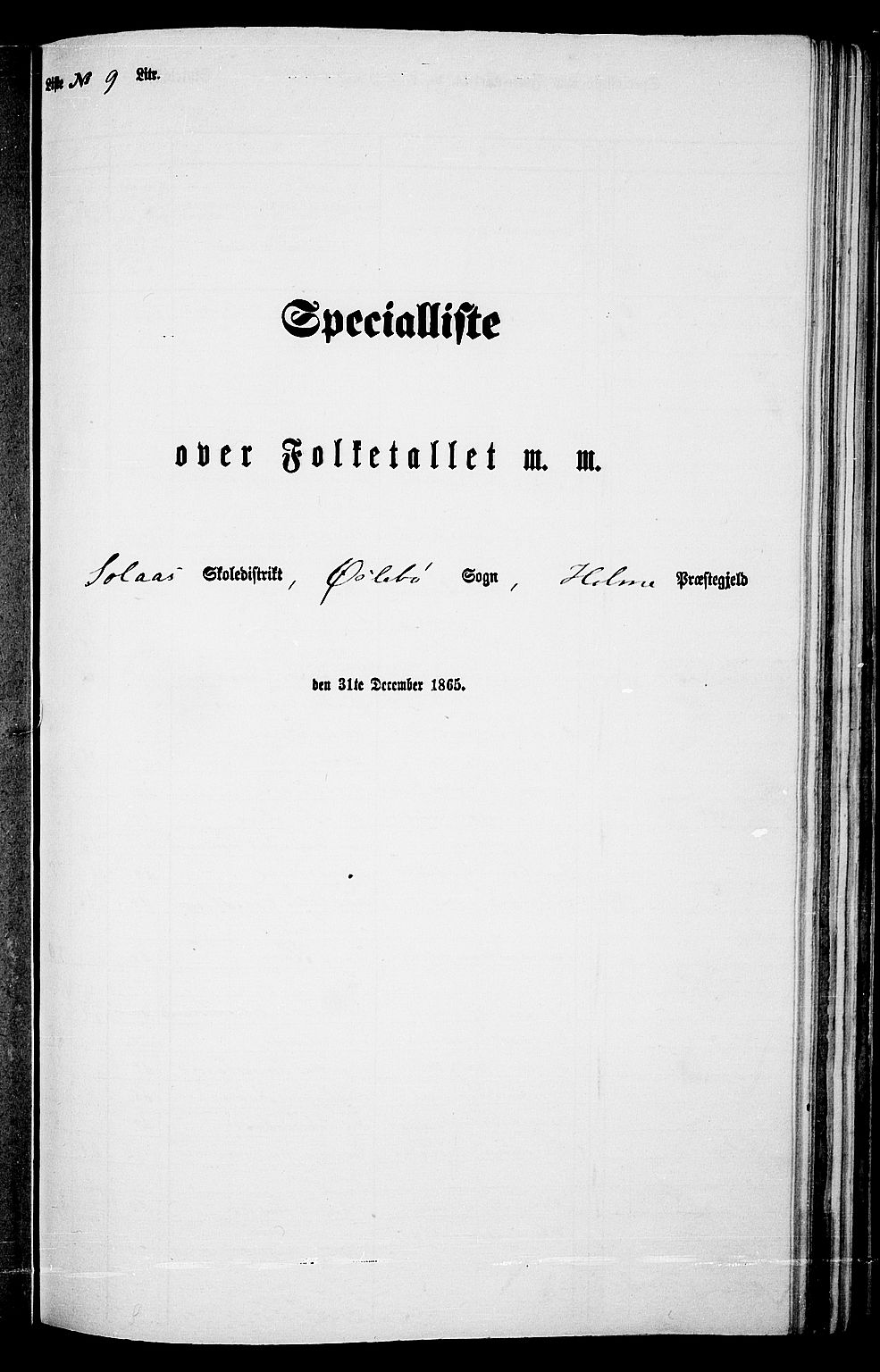 RA, Folketelling 1865 for 1020P Holum prestegjeld, 1865, s. 115