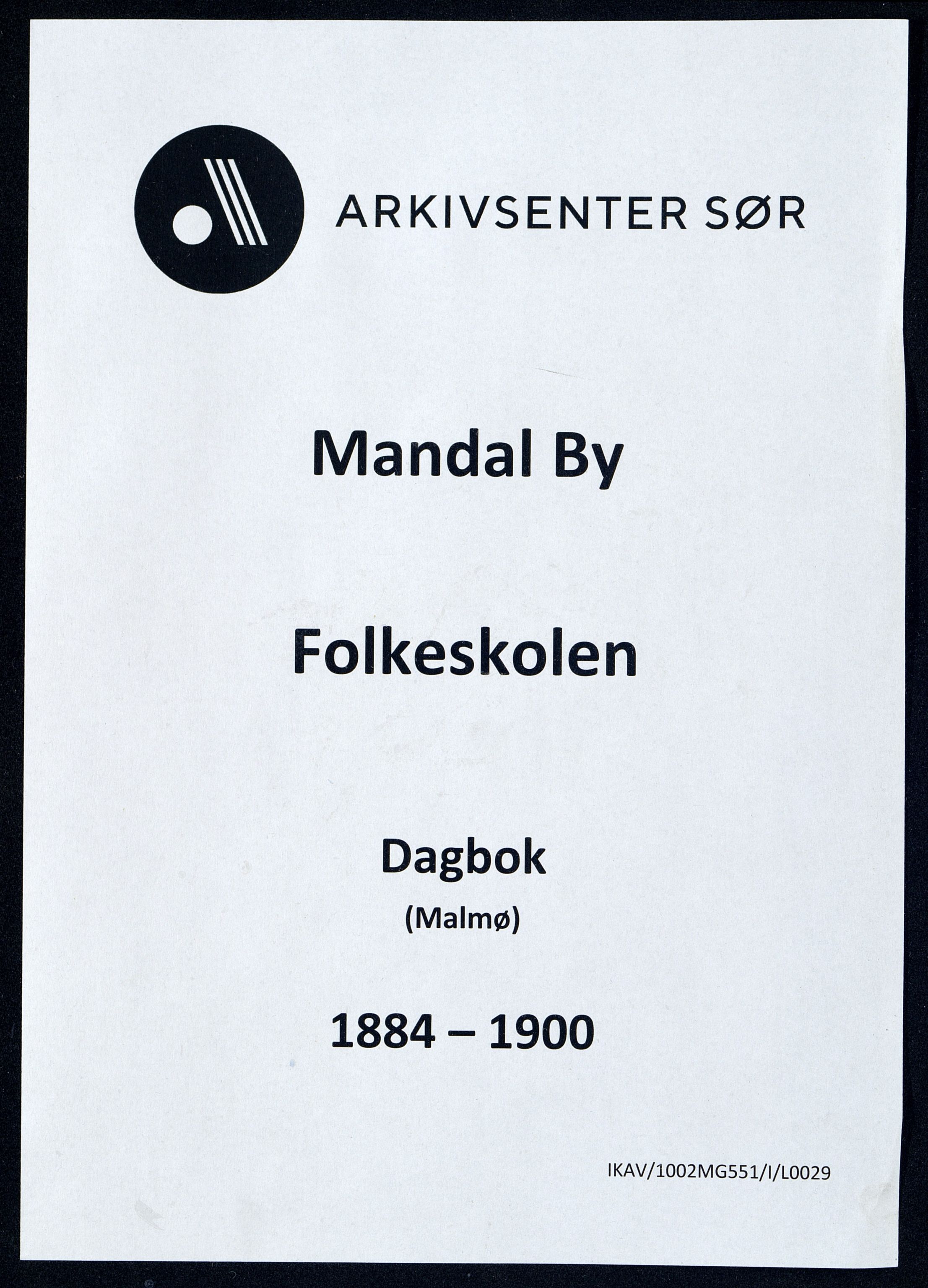 Mandal By - Mandal Allmueskole/Folkeskole/Skole, IKAV/1002MG551/I/L0029: Dagbok, 1884-1900