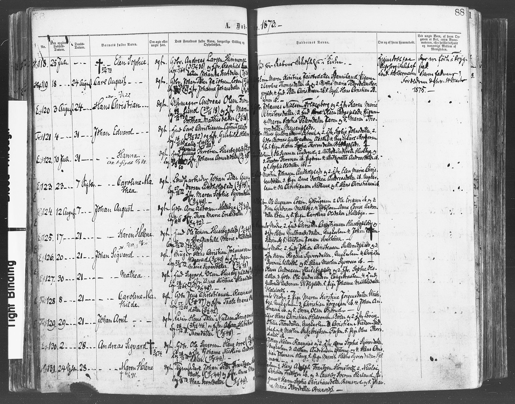 Eidsberg prestekontor Kirkebøker, AV/SAO-A-10905/F/Fa/L0011: Ministerialbok nr. I 11, 1867-1878, s. 88