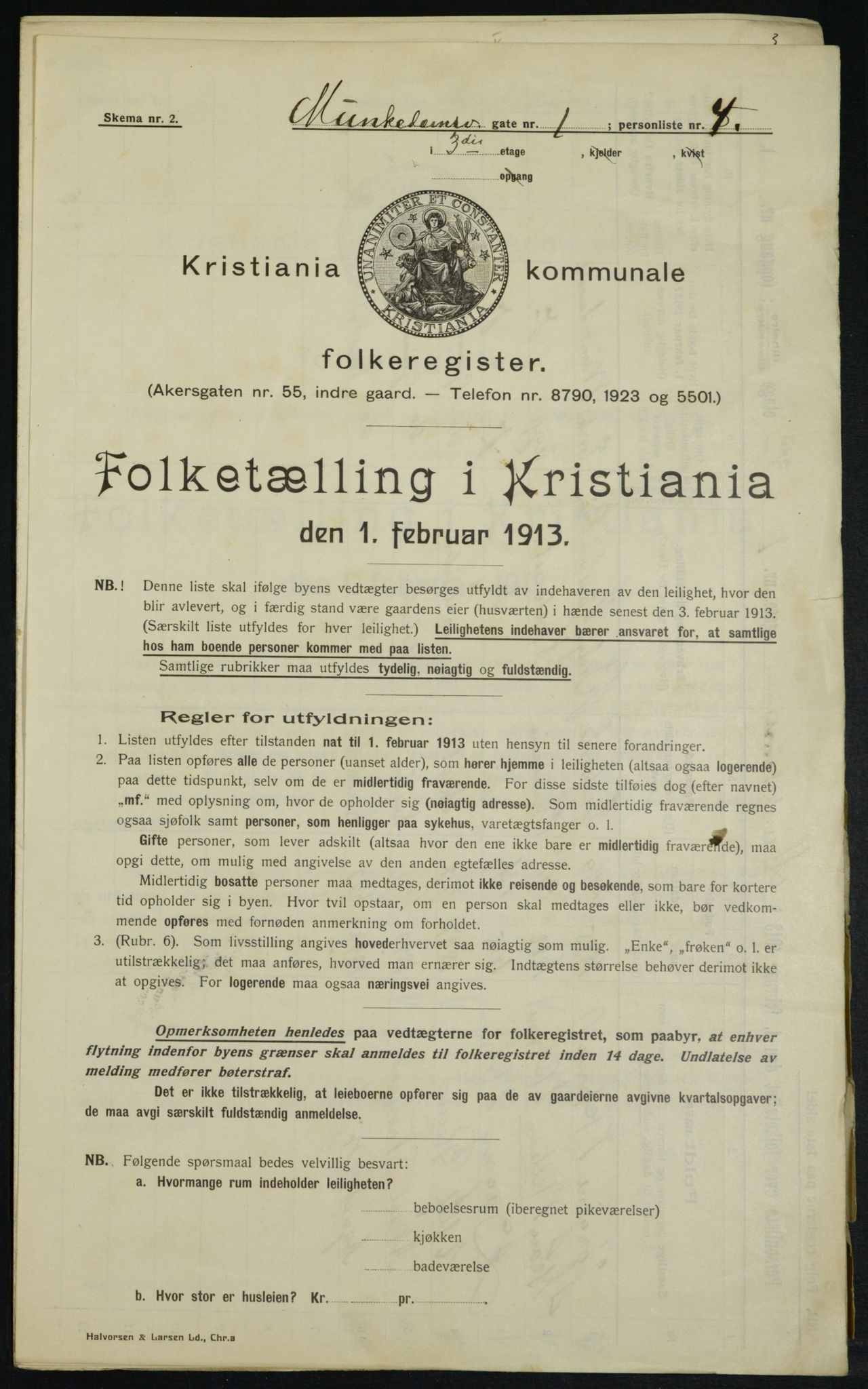 OBA, Kommunal folketelling 1.2.1913 for Kristiania, 1913, s. 66636