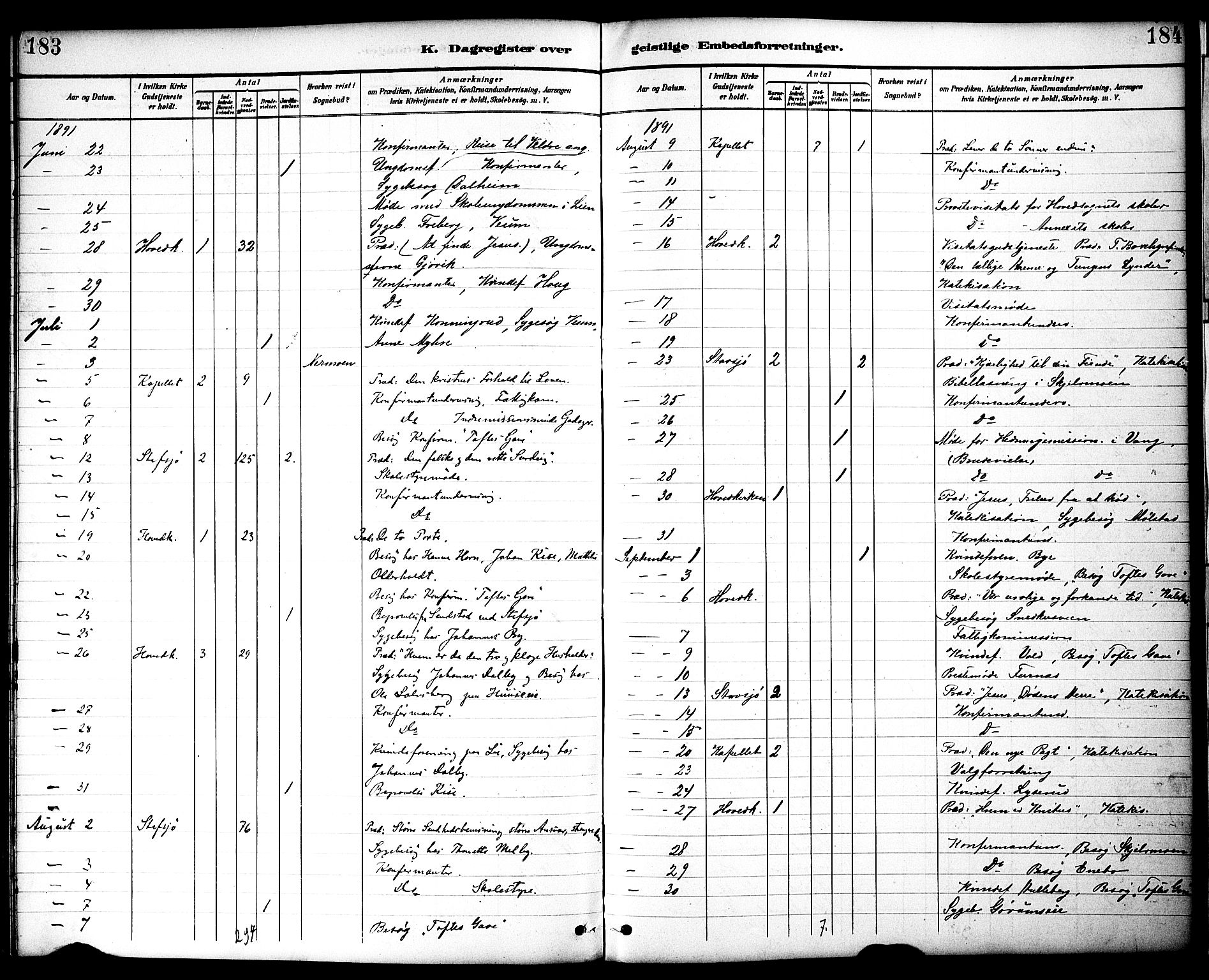 Nes prestekontor, Hedmark, AV/SAH-PREST-020/K/Ka/L0010: Ministerialbok nr. 10, 1887-1905, s. 183-184