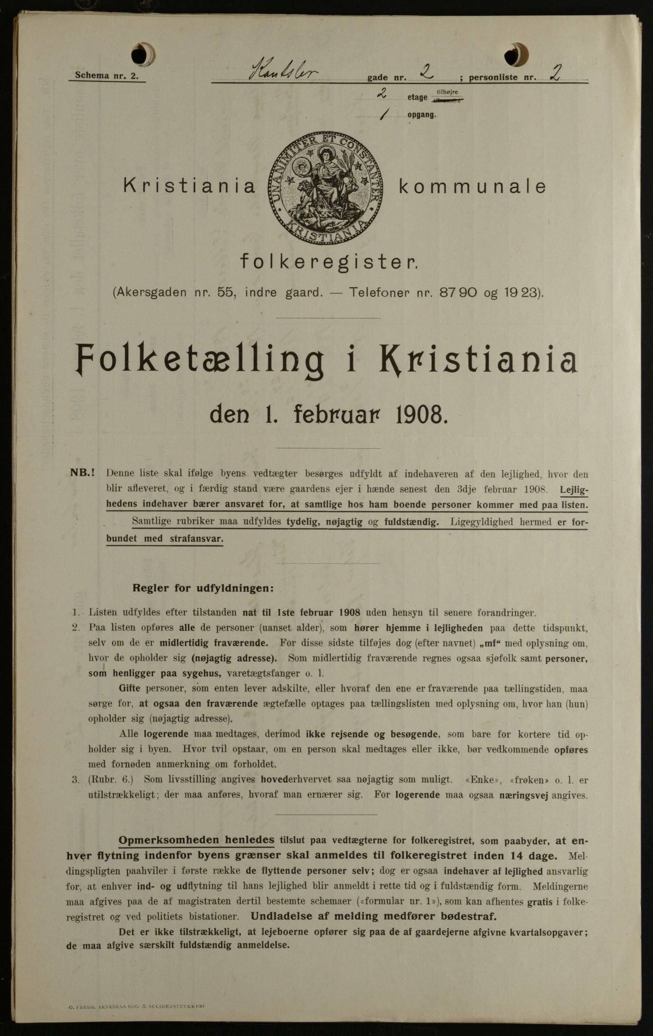 OBA, Kommunal folketelling 1.2.1908 for Kristiania kjøpstad, 1908, s. 42948