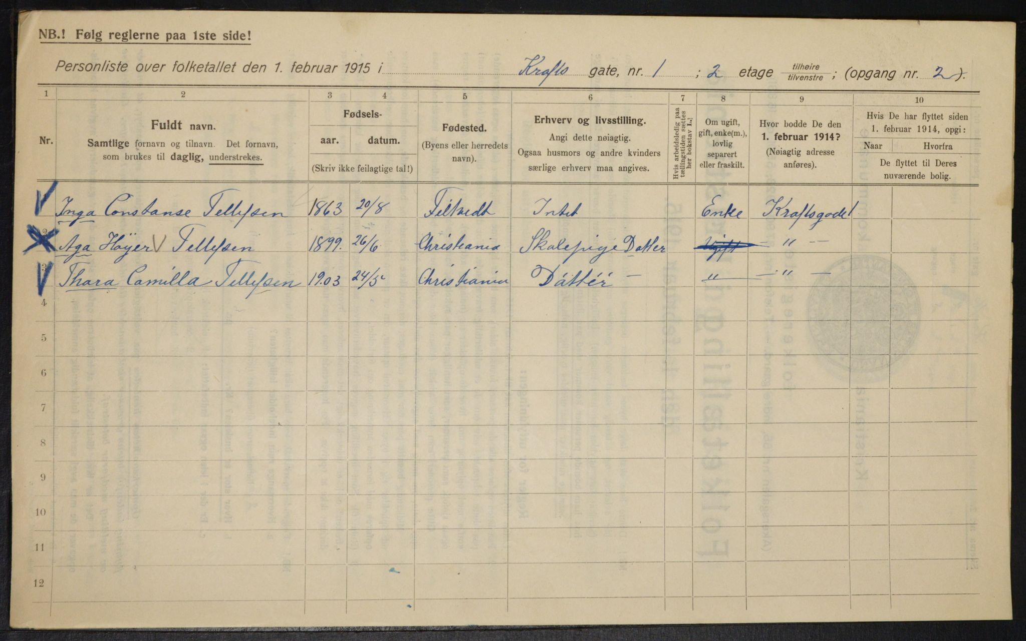 OBA, Kommunal folketelling 1.2.1915 for Kristiania, 1915, s. 53437