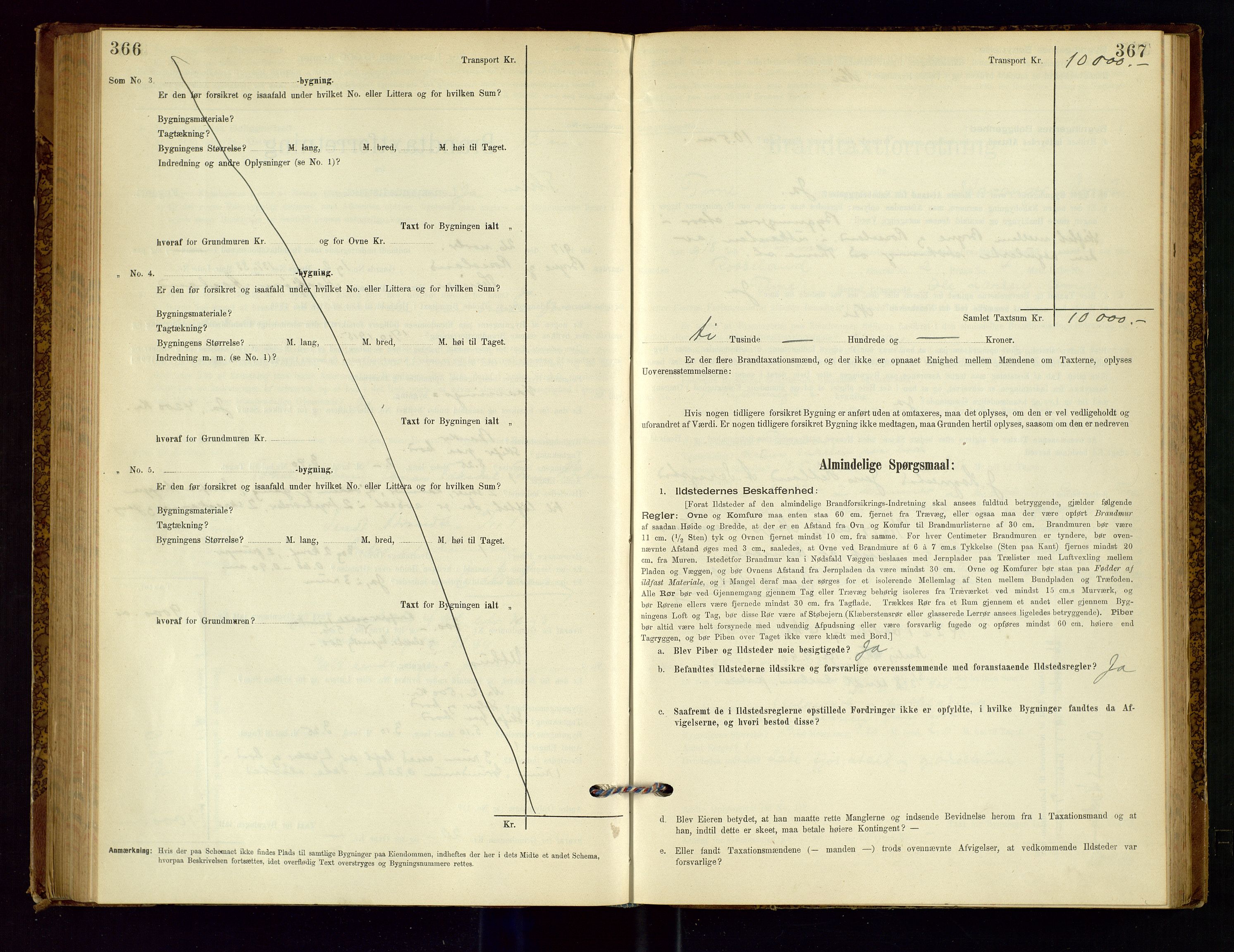 Time lensmannskontor, AV/SAST-A-100420/Gob/L0001: Branntakstprotokoll, 1896-1914, s. 366-367