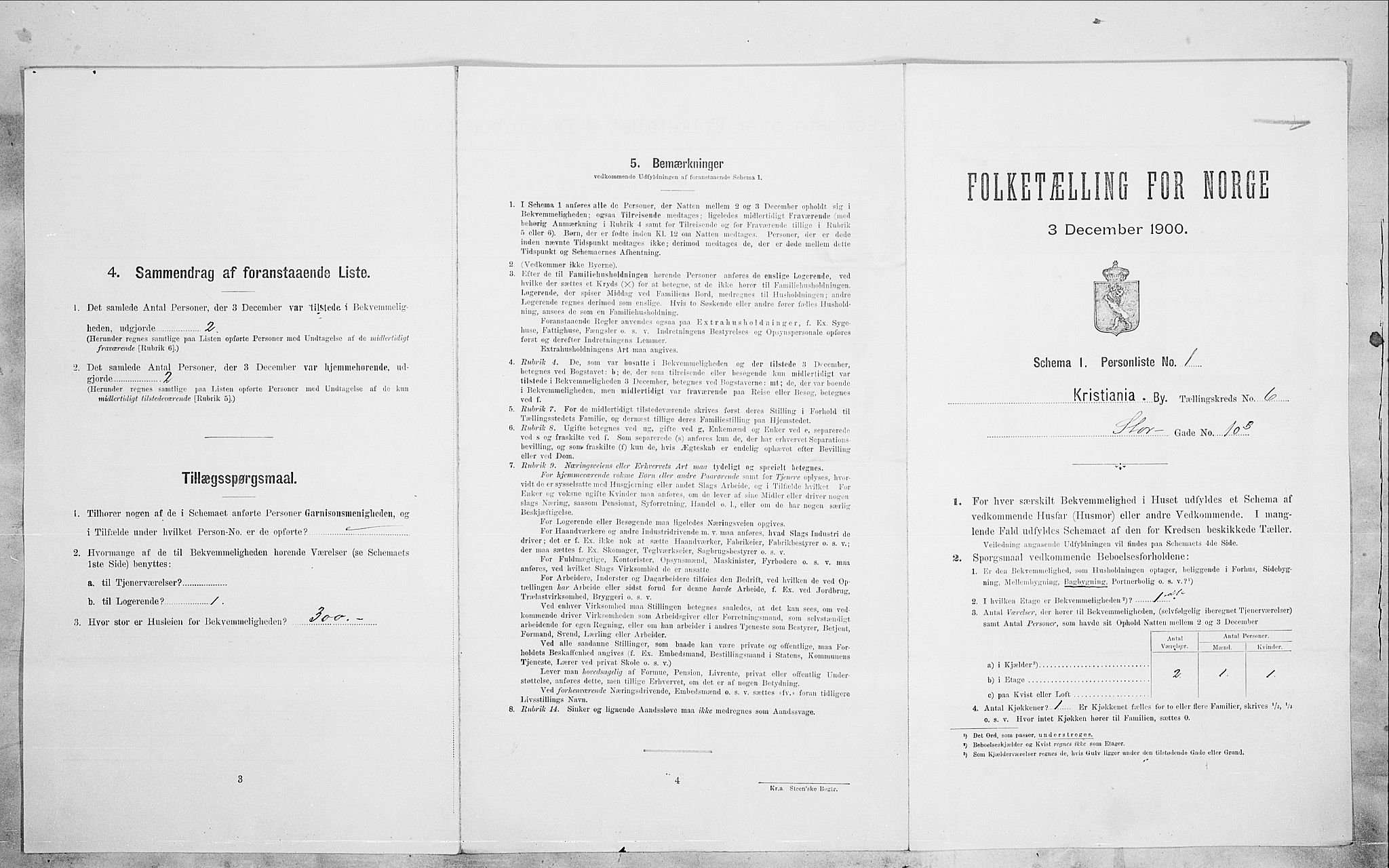 SAO, Folketelling 1900 for 0301 Kristiania kjøpstad, 1900, s. 92200