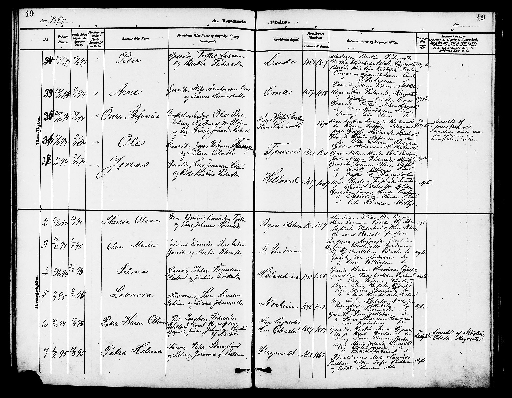 Lye sokneprestkontor, AV/SAST-A-101794/001/30BB/L0007: Klokkerbok nr. B 8, 1889-1909, s. 49