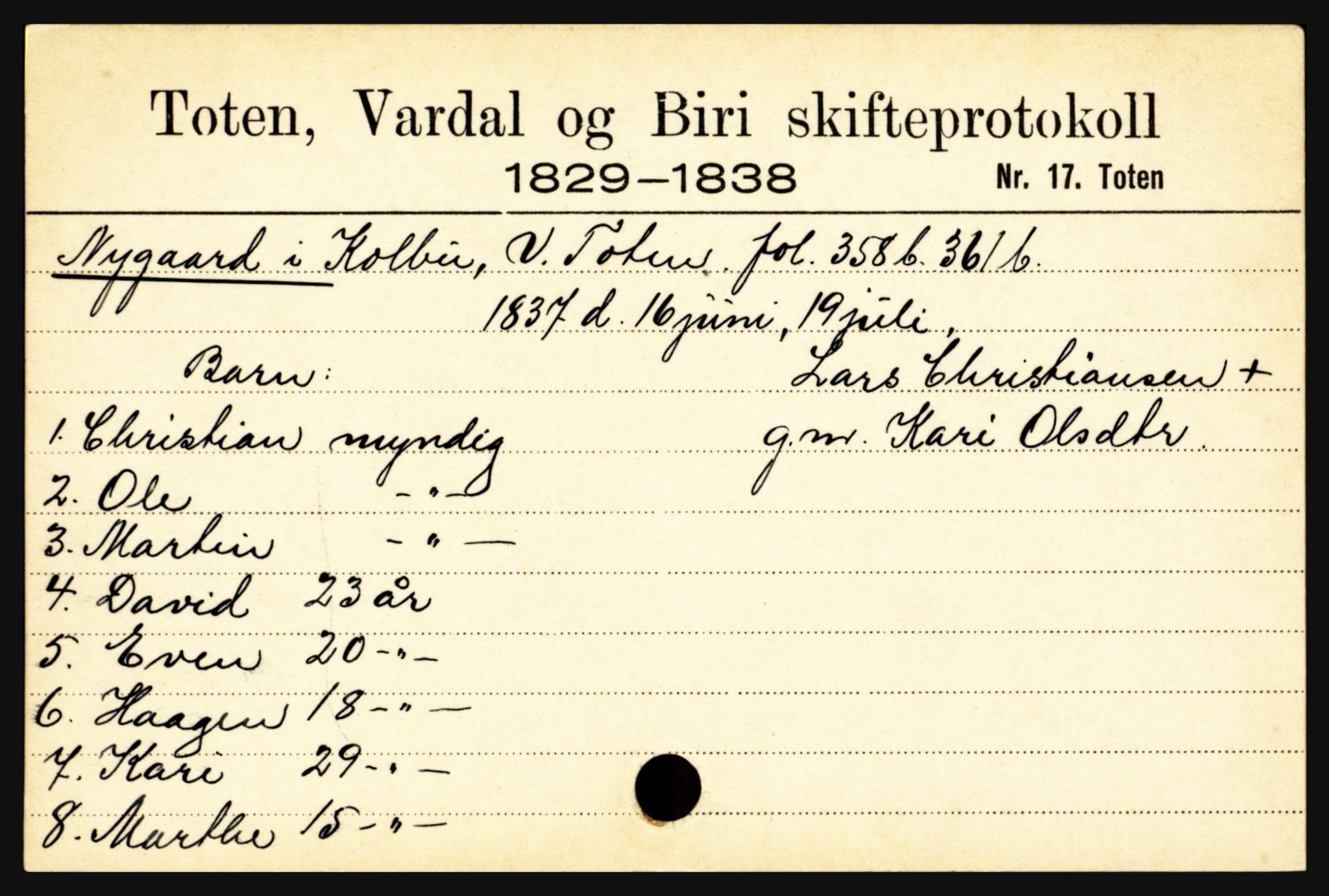 Toten tingrett, SAH/TING-006/J, 1657-1903, s. 14591
