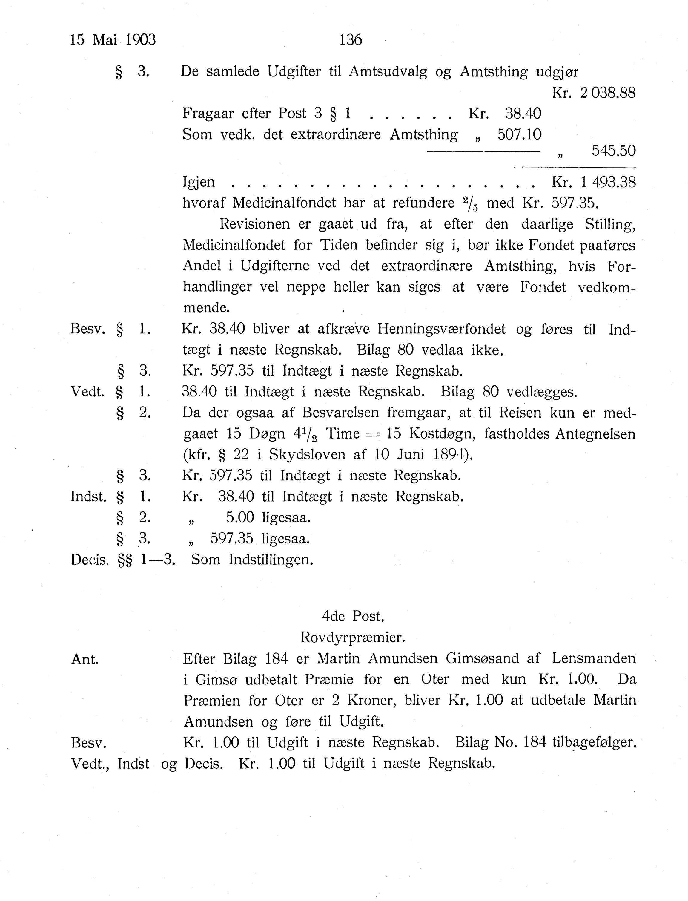 Nordland Fylkeskommune. Fylkestinget, AIN/NFK-17/176/A/Ac/L0026: Fylkestingsforhandlinger 1903, 1903