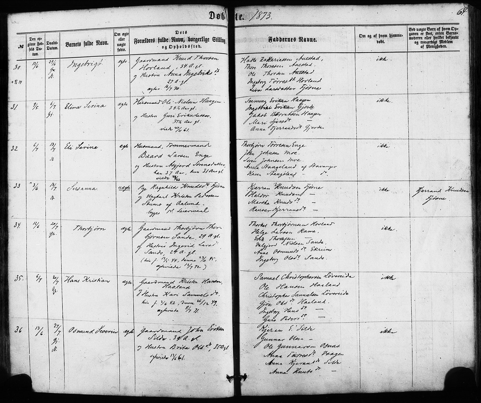 Etne sokneprestembete, AV/SAB-A-75001/H/Haa: Ministerialbok nr. A 9, 1862-1878, s. 64