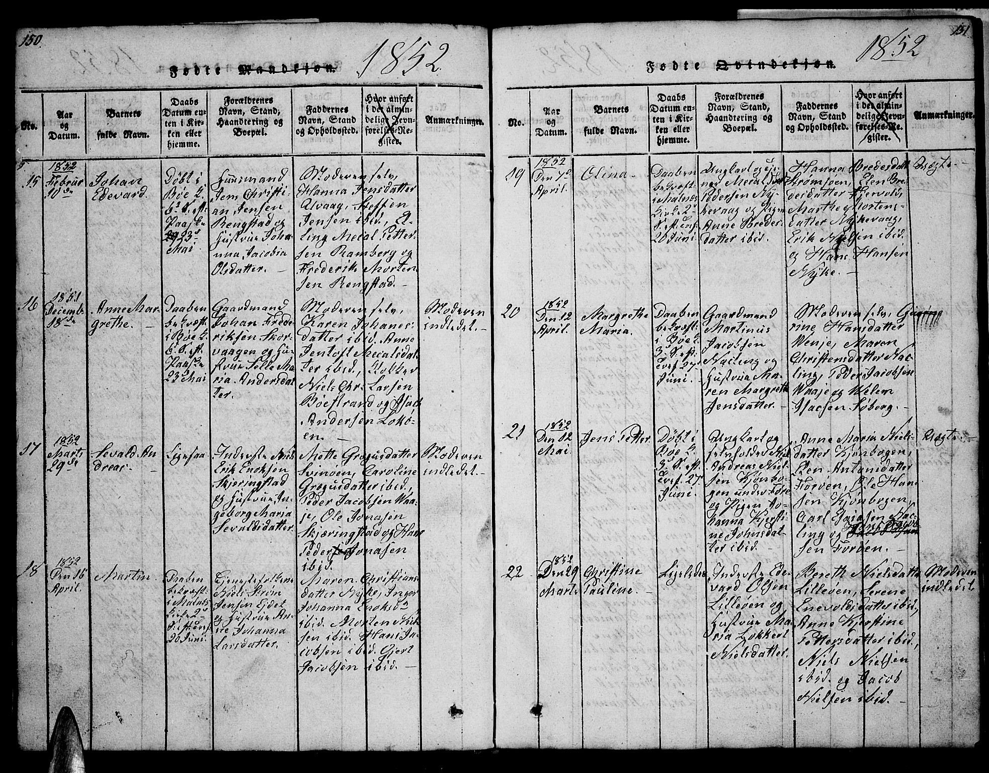 Ministerialprotokoller, klokkerbøker og fødselsregistre - Nordland, AV/SAT-A-1459/891/L1312: Klokkerbok nr. 891C01, 1820-1856, s. 150-151