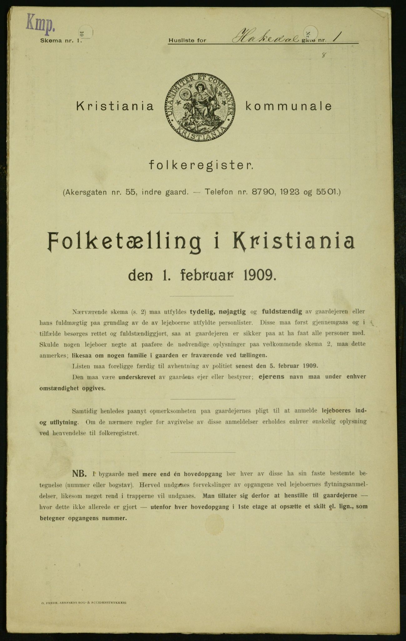 OBA, Kommunal folketelling 1.2.1909 for Kristiania kjøpstad, 1909, s. 21840