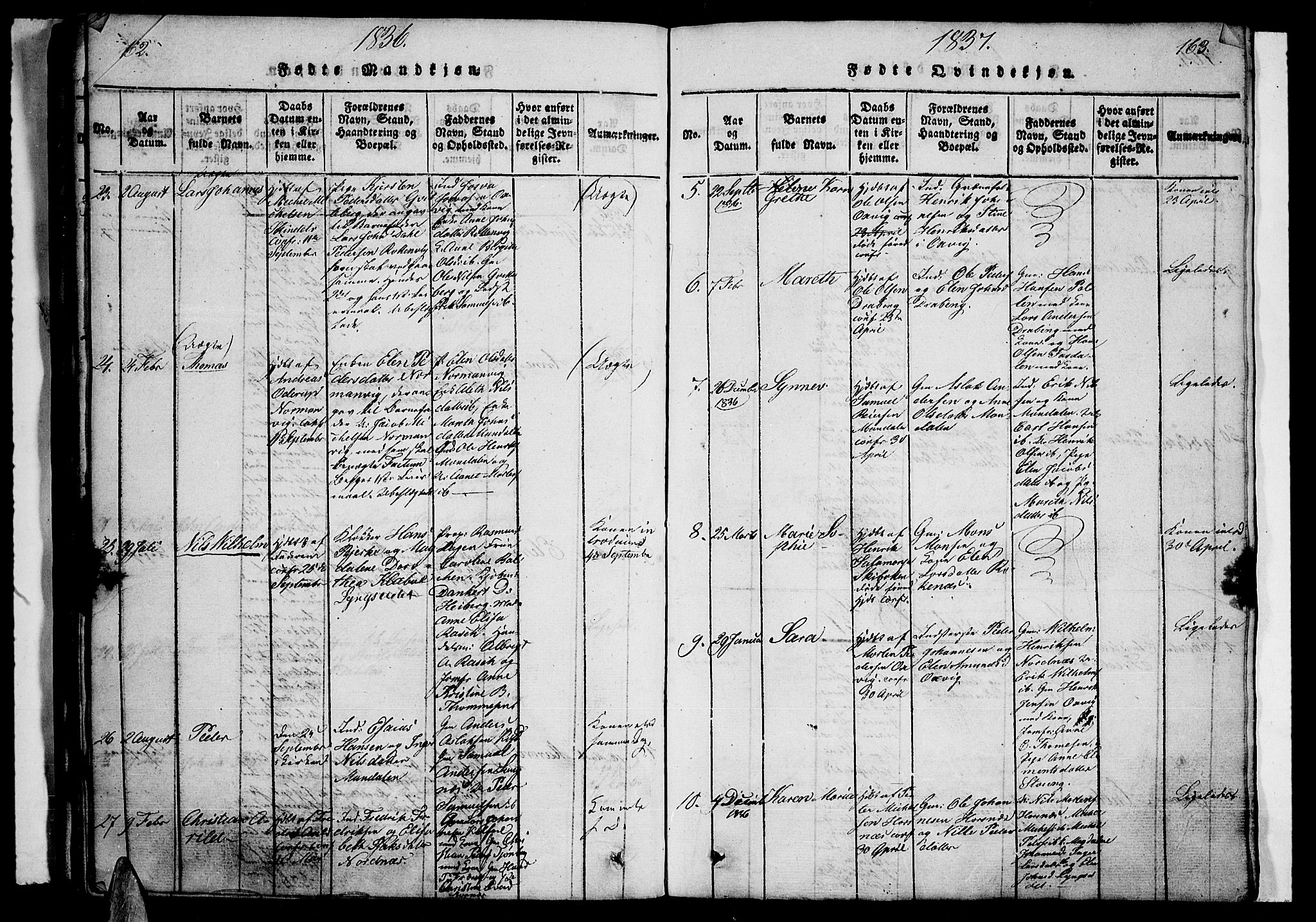 Lyngen sokneprestembete, AV/SATØ-S-1289/H/He/Heb/L0001klokker: Klokkerbok nr. 1, 1826-1838, s. 162-163