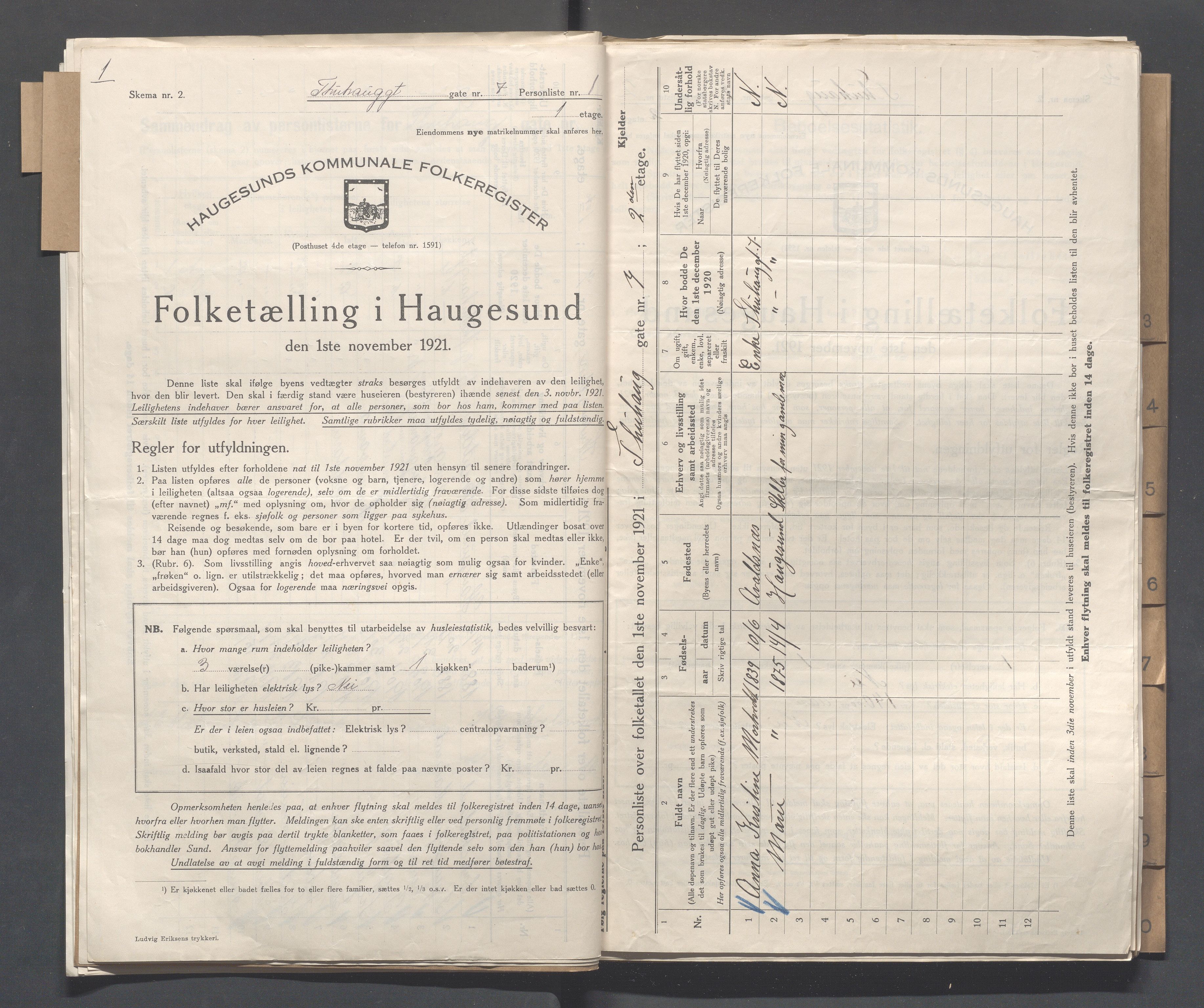 IKAR, Kommunal folketelling 1.11.1921 for Haugesund, 1921, s. 5406