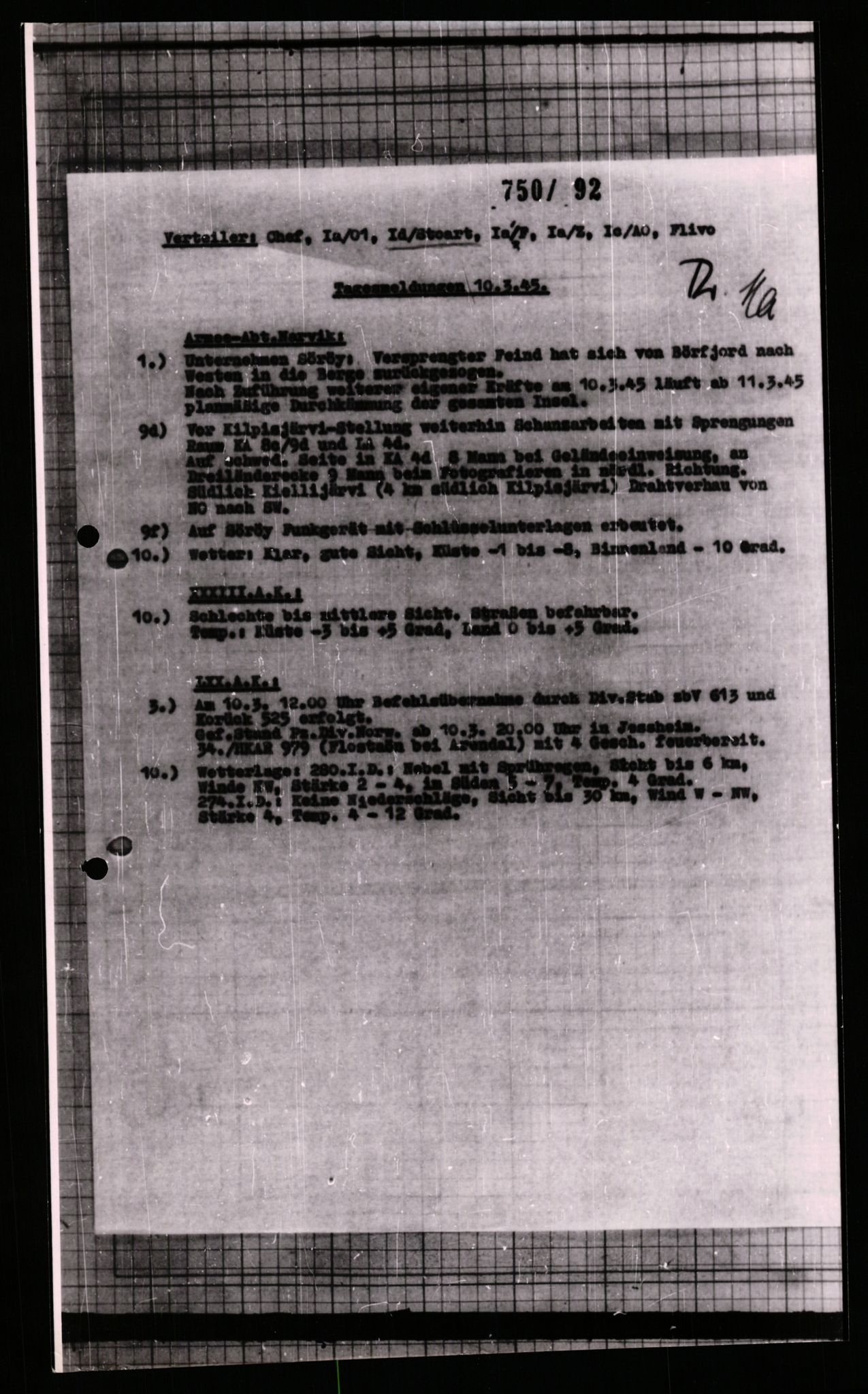 Forsvarets Overkommando. 2 kontor. Arkiv 11.4. Spredte tyske arkivsaker, AV/RA-RAFA-7031/D/Dar/Dara/L0008: Krigsdagbøker for 20. Gebirgs-Armee-Oberkommando (AOK 20), 1945, s. 354