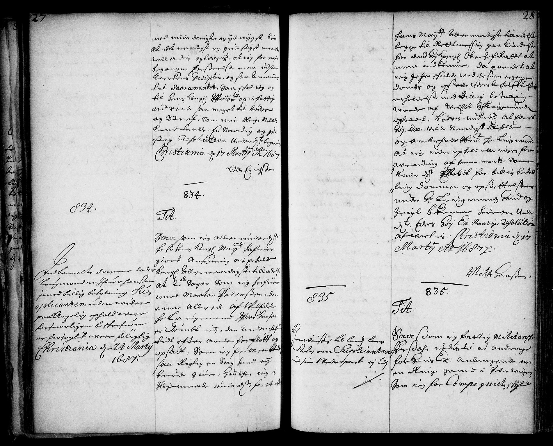 Stattholderembetet 1572-1771, AV/RA-EA-2870/Ae/L0004: Supplikasjons- og resolusjonsprotokoll, 1687, s. 27b-28a