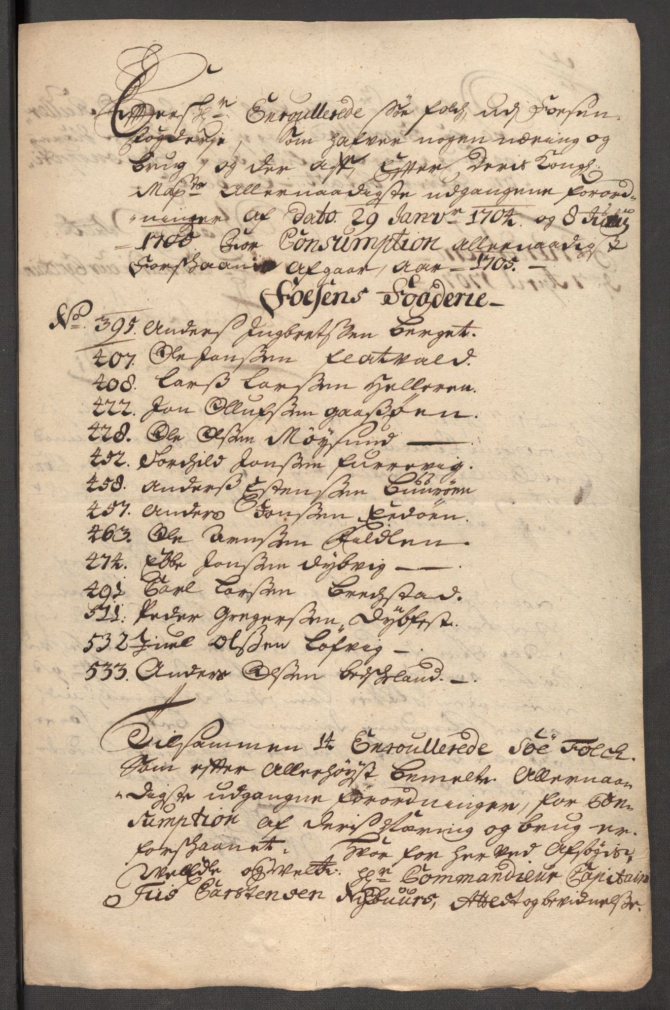 Rentekammeret inntil 1814, Reviderte regnskaper, Fogderegnskap, RA/EA-4092/R57/L3857: Fogderegnskap Fosen, 1706-1707, s. 154