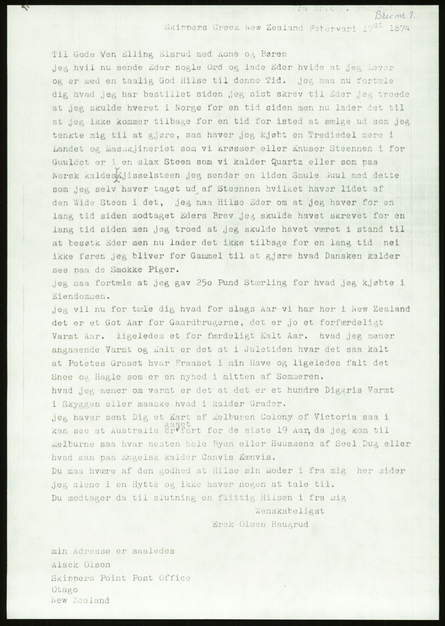 Samlinger til kildeutgivelse, Amerikabrevene, RA/EA-4057/F/L0018: Innlån fra Buskerud: Elsrud, 1838-1914, s. 375