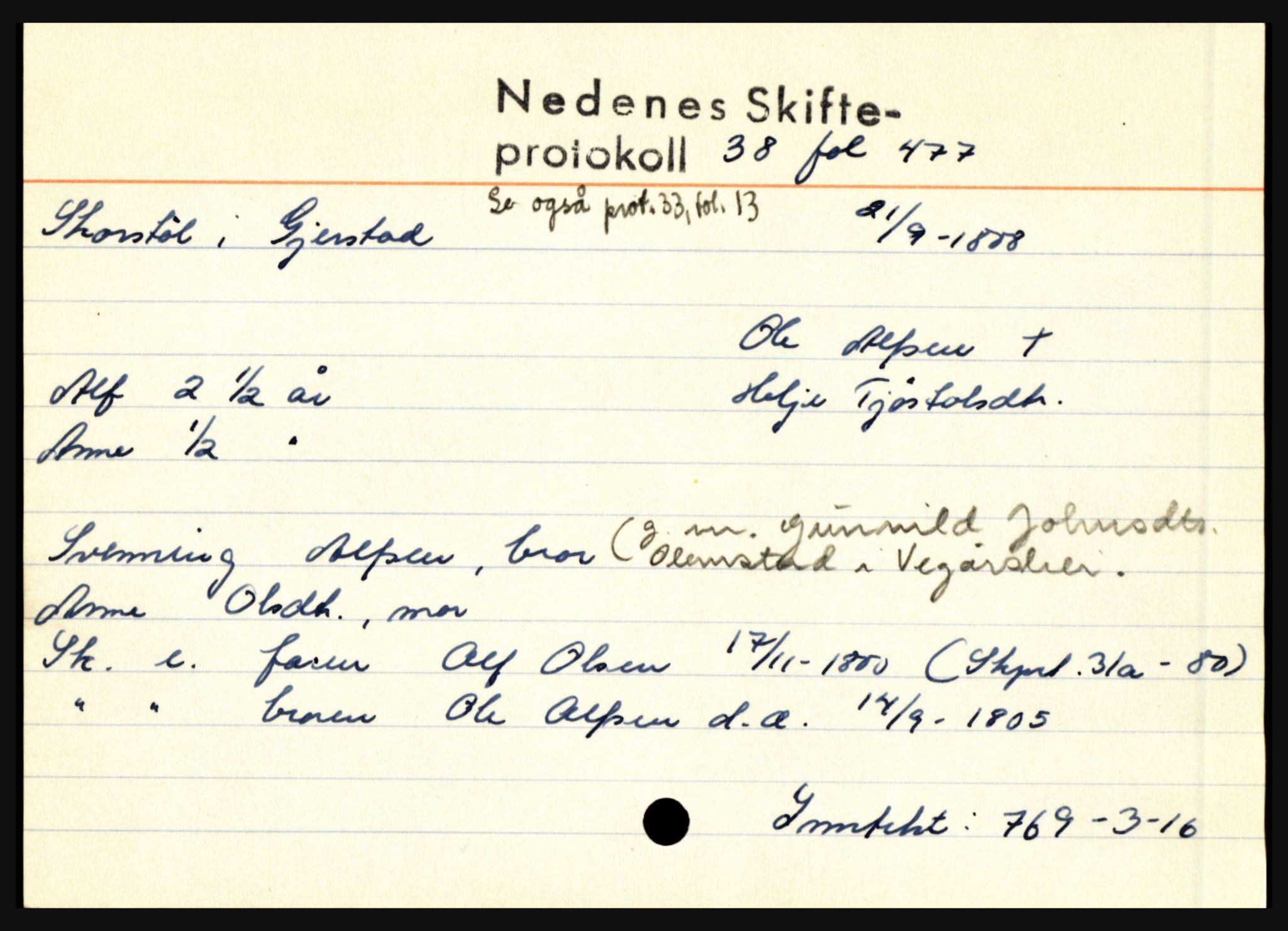 Nedenes sorenskriveri før 1824, AV/SAK-1221-0007/H, s. 27107