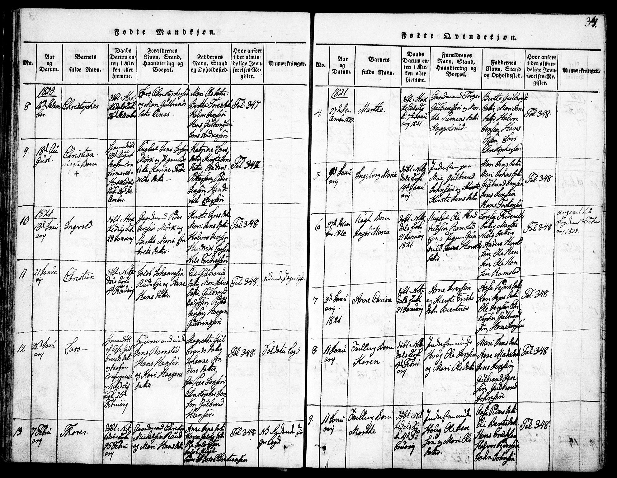Nittedal prestekontor Kirkebøker, AV/SAO-A-10365a/F/Fa/L0003: Ministerialbok nr. I 3, 1814-1836, s. 34