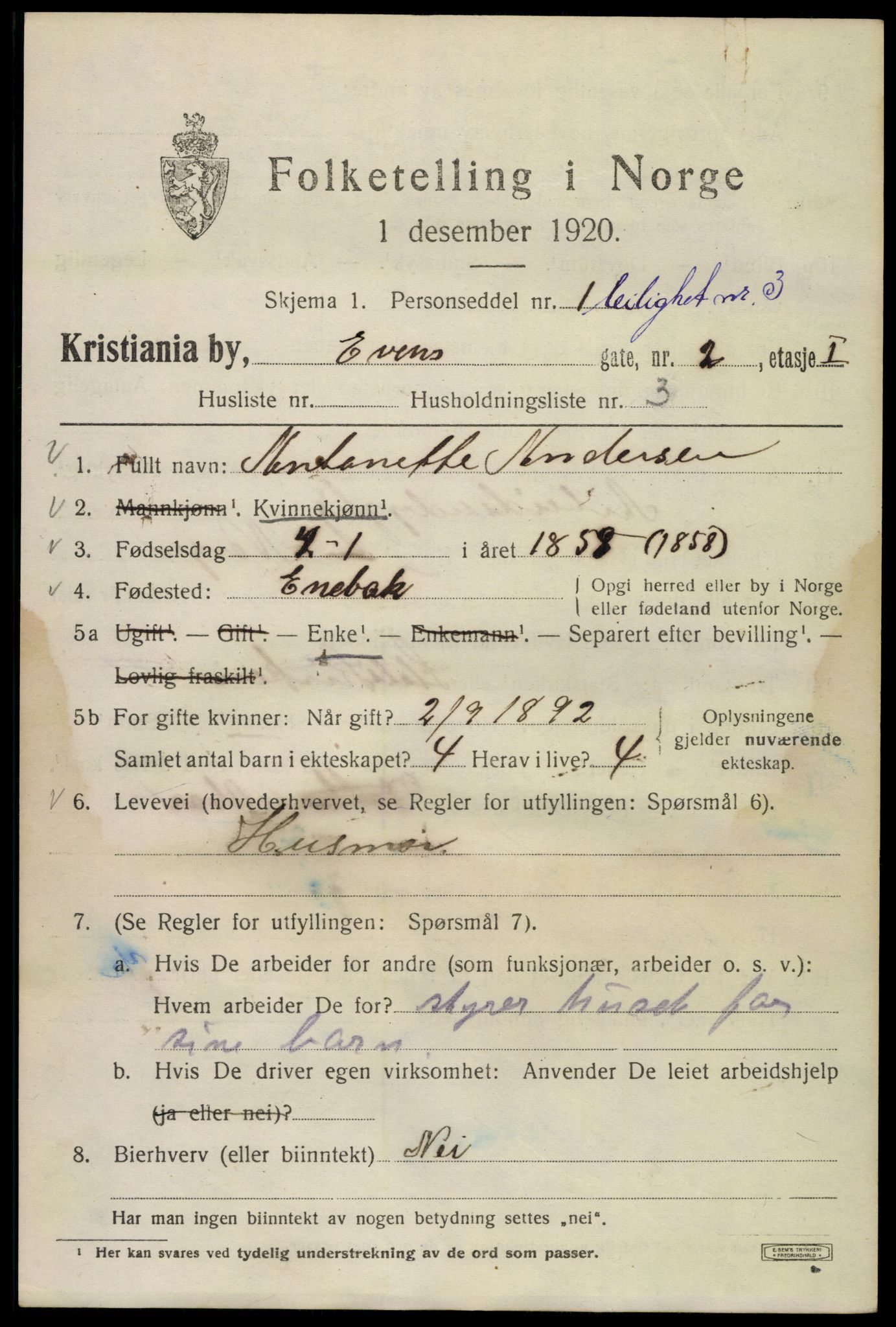 SAO, Folketelling 1920 for 0301 Kristiania kjøpstad, 1920, s. 224747