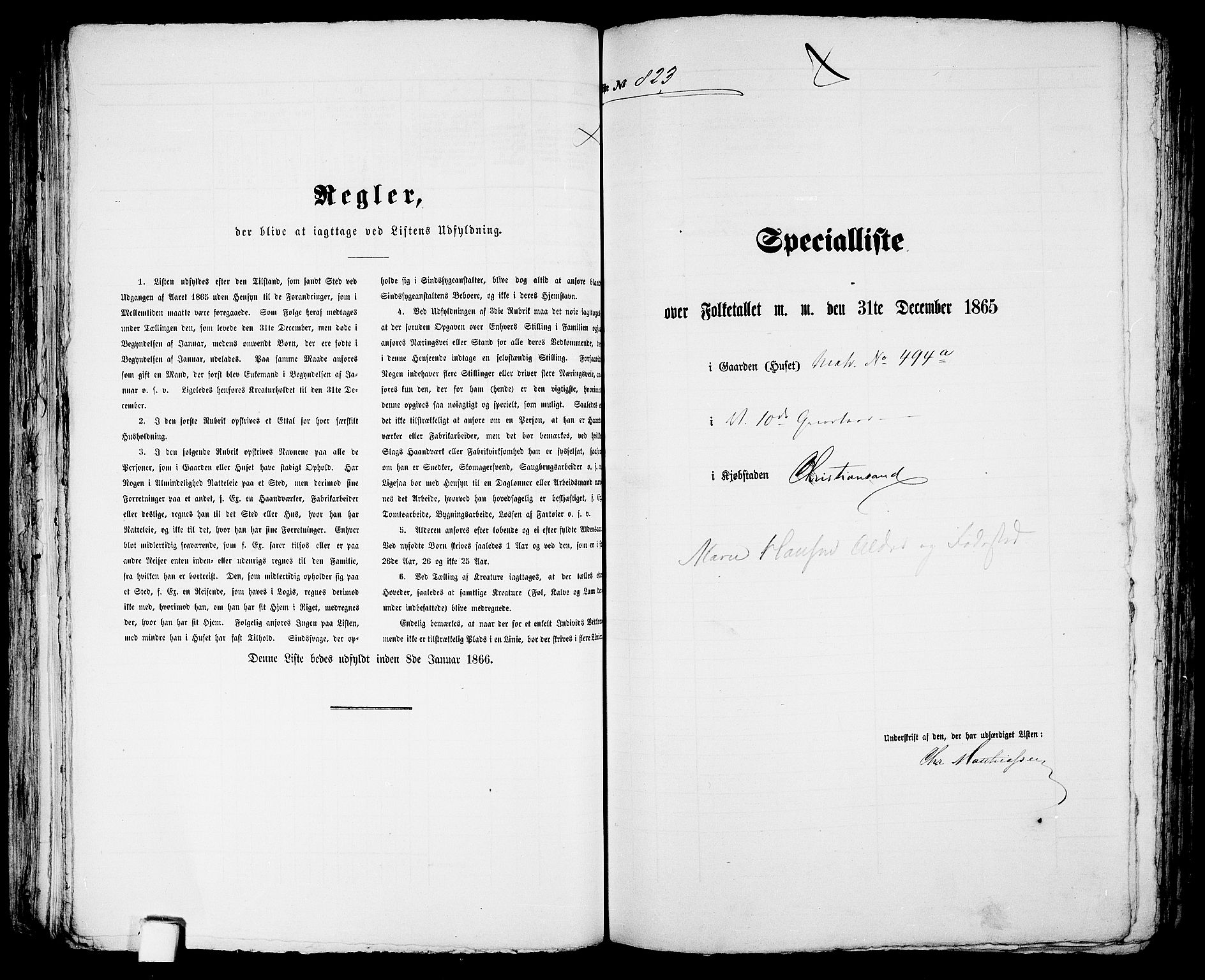 RA, Folketelling 1865 for 1001P Kristiansand prestegjeld, 1865, s. 1684