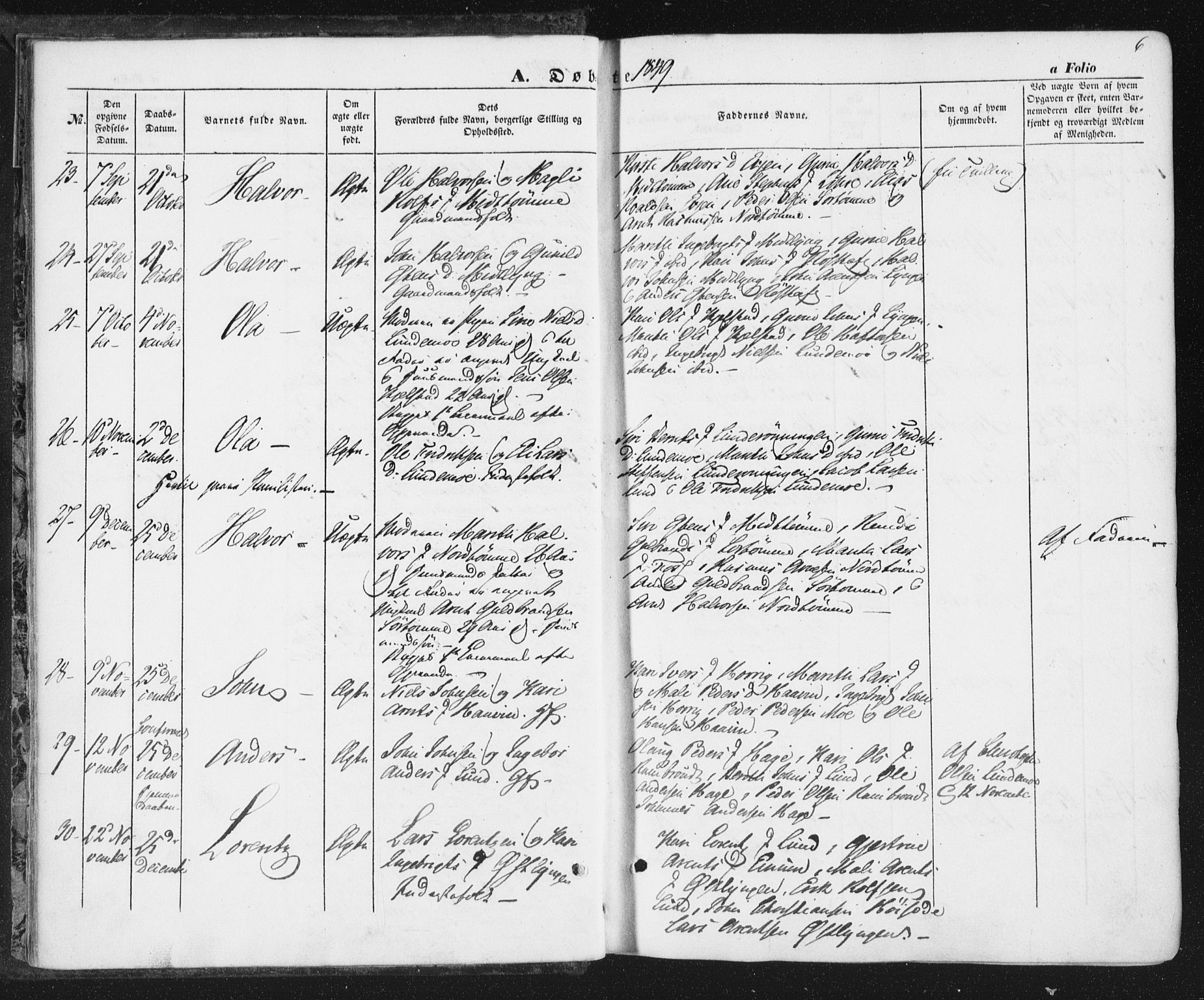 Ministerialprotokoller, klokkerbøker og fødselsregistre - Sør-Trøndelag, AV/SAT-A-1456/692/L1103: Ministerialbok nr. 692A03, 1849-1870, s. 6