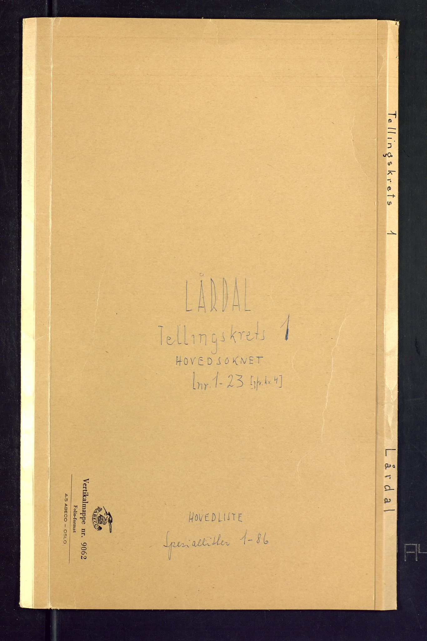 SAKO, Folketelling 1875 for 0833P Lårdal prestegjeld, 1875, s. 1