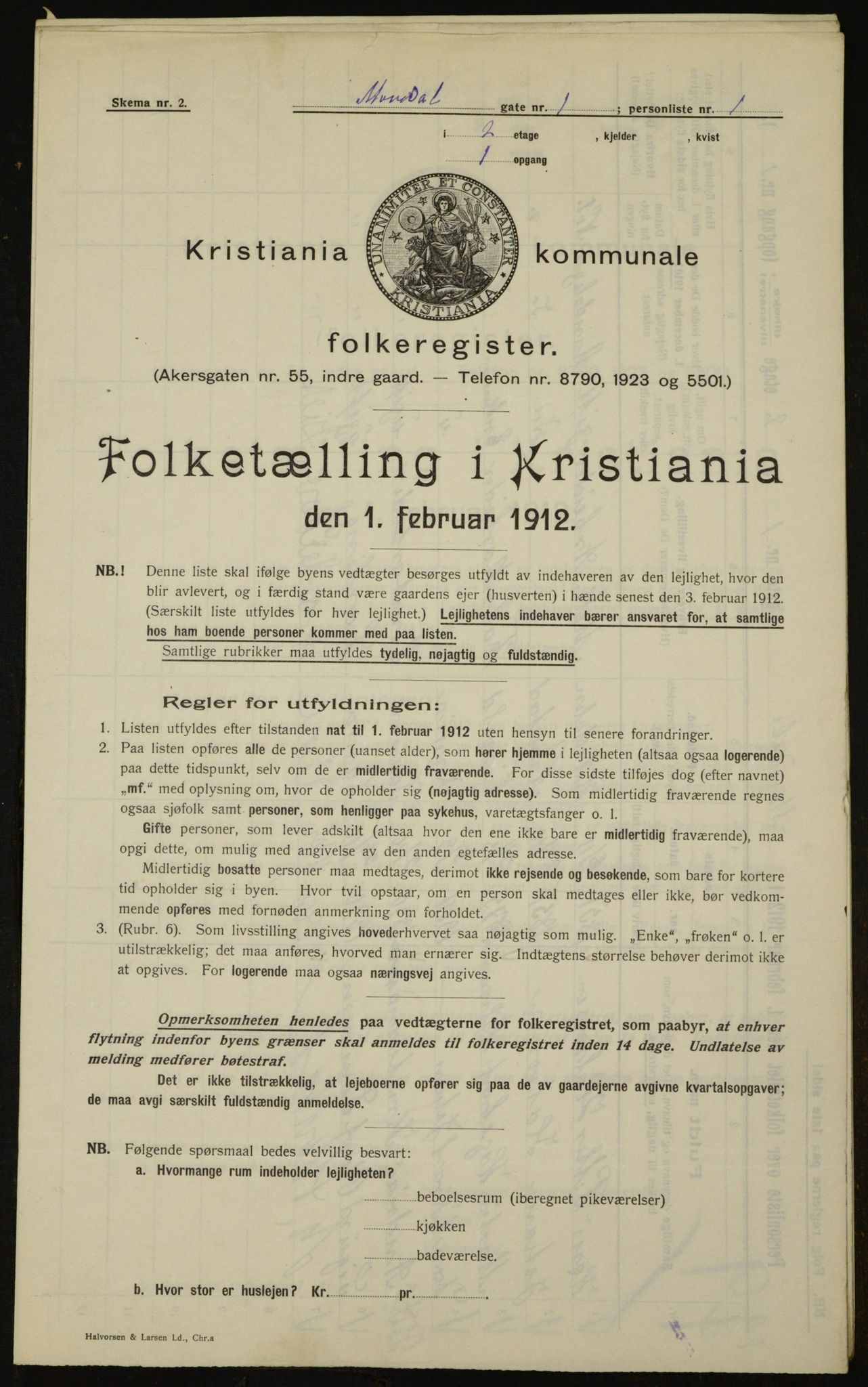 OBA, Kommunal folketelling 1.2.1912 for Kristiania, 1912, s. 60490