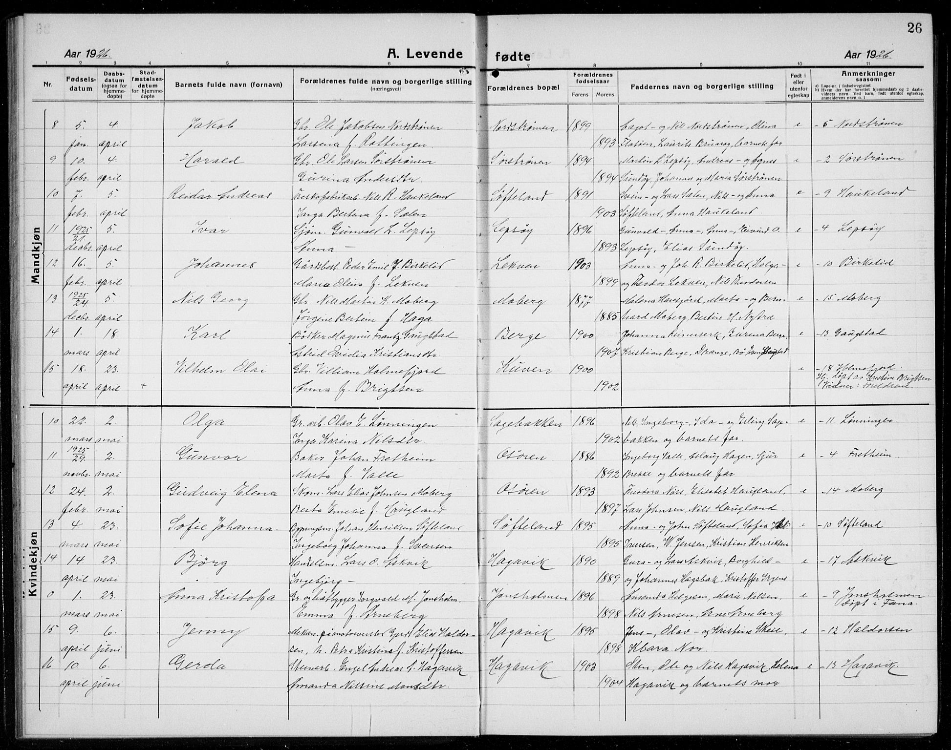 Os sokneprestembete, AV/SAB-A-99929: Klokkerbok nr. A 5, 1923-1941, s. 26
