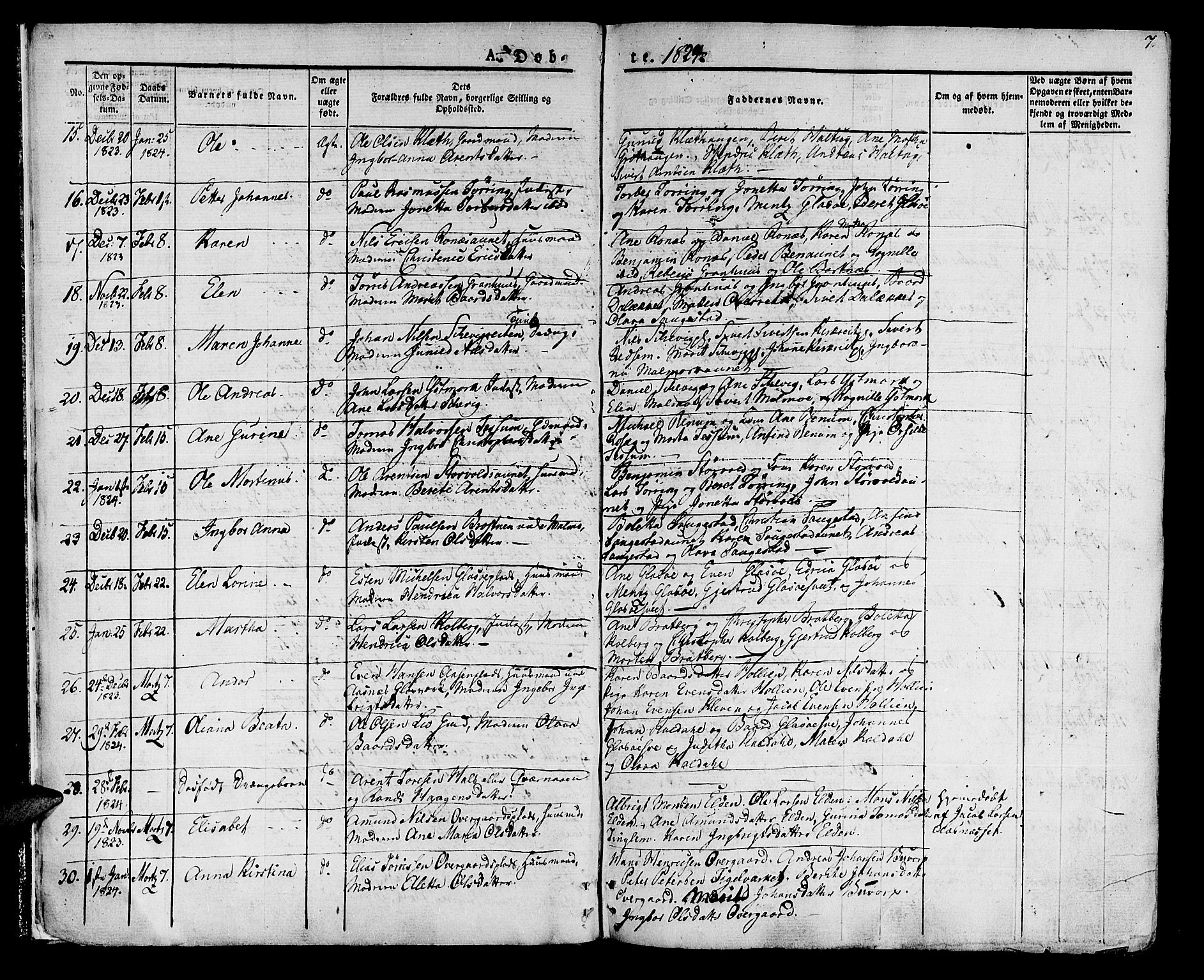 Ministerialprotokoller, klokkerbøker og fødselsregistre - Nord-Trøndelag, AV/SAT-A-1458/741/L0390: Ministerialbok nr. 741A04, 1822-1836, s. 7