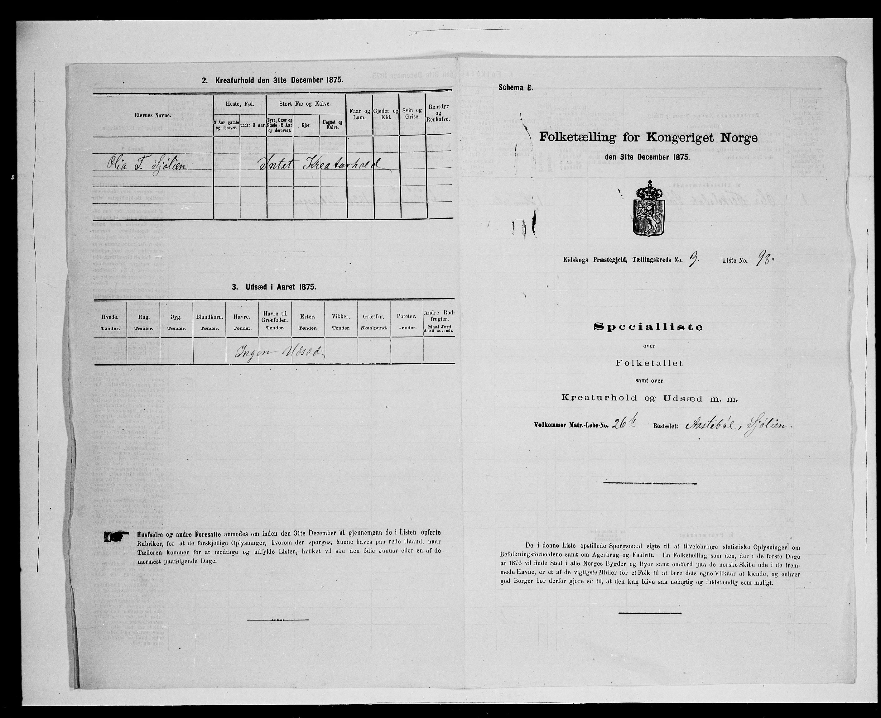 SAH, Folketelling 1875 for 0420P Eidskog prestegjeld, 1875, s. 665