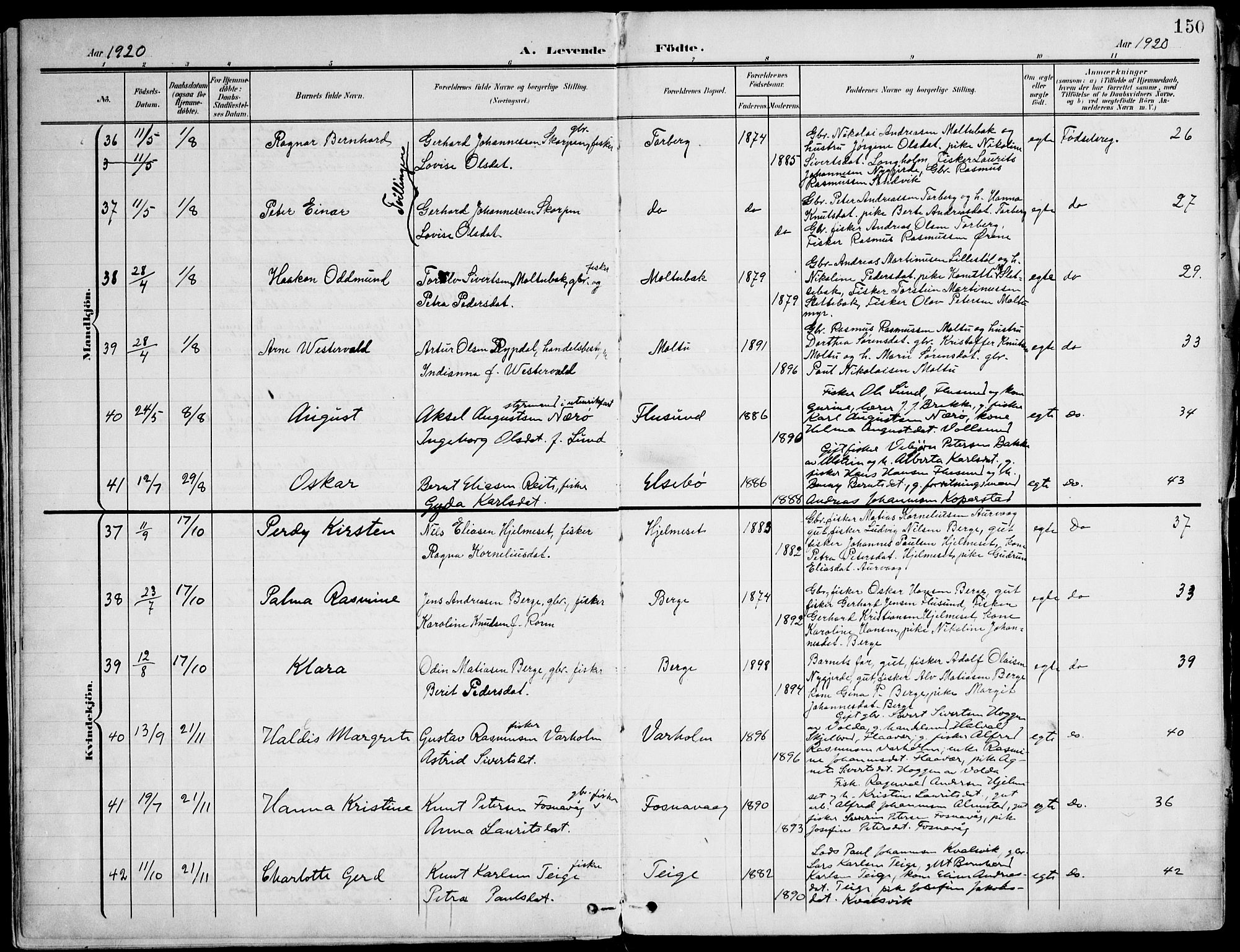 Ministerialprotokoller, klokkerbøker og fødselsregistre - Møre og Romsdal, AV/SAT-A-1454/507/L0075: Ministerialbok nr. 507A10, 1901-1920, s. 150