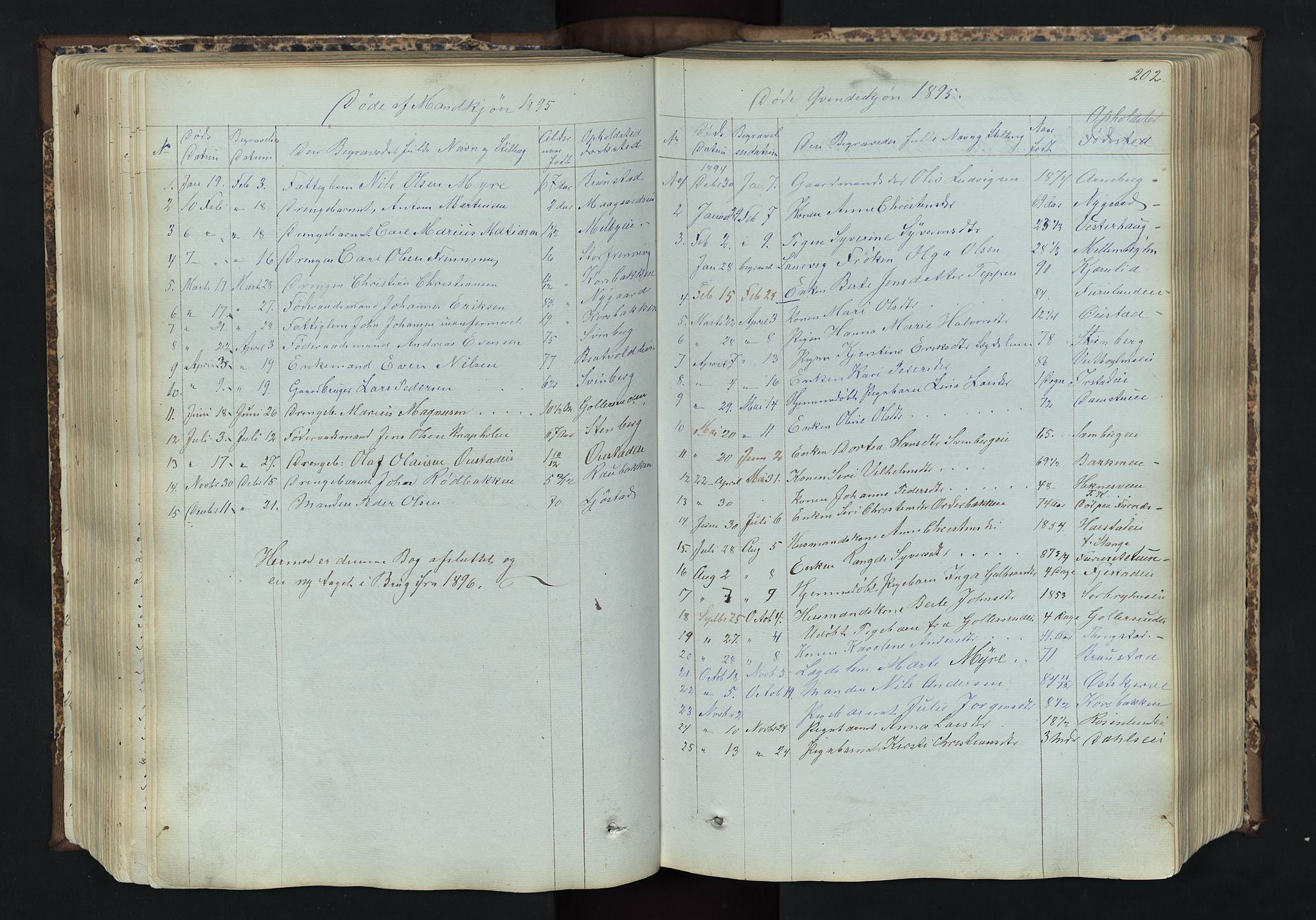 Romedal prestekontor, AV/SAH-PREST-004/L/L0011: Klokkerbok nr. 11, 1867-1895, s. 202