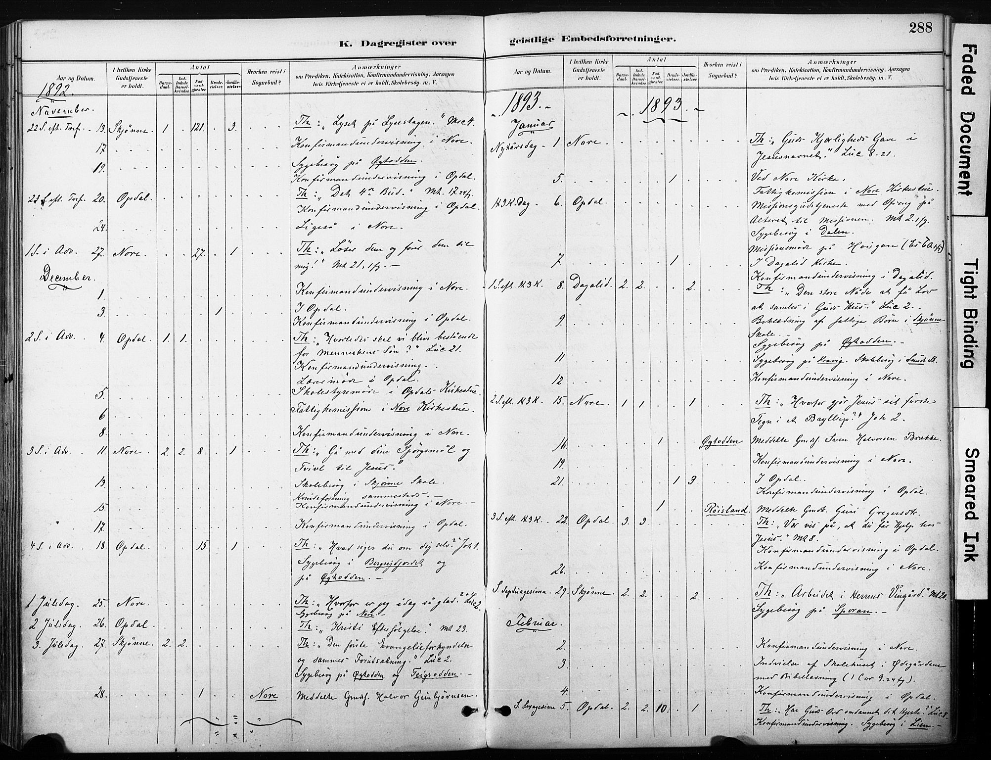 Nore kirkebøker, AV/SAKO-A-238/F/Fb/L0002: Ministerialbok nr. II 2, 1886-1906, s. 288
