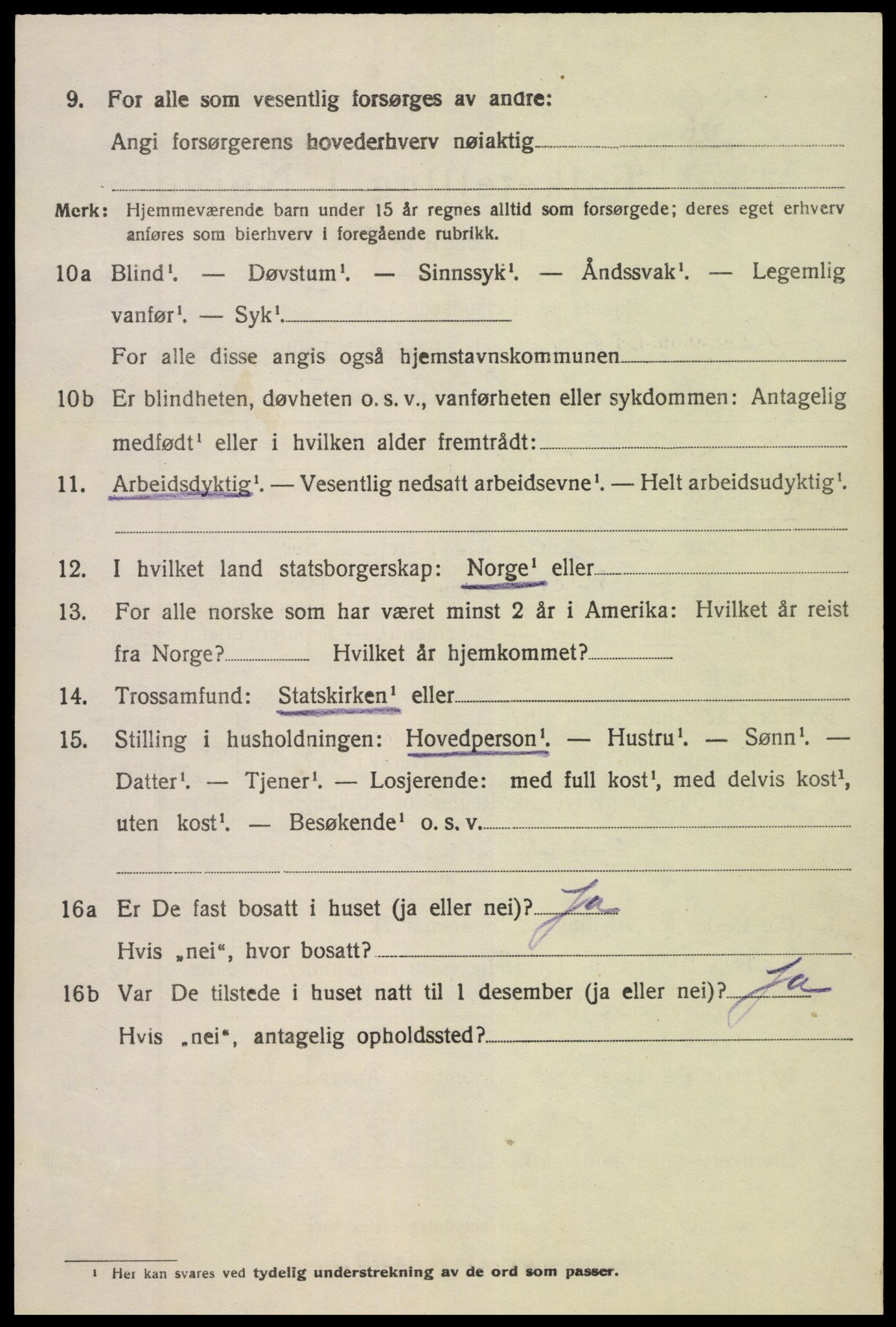 SAK, Folketelling 1920 for 0912 Vegårshei herred, 1920, s. 2169