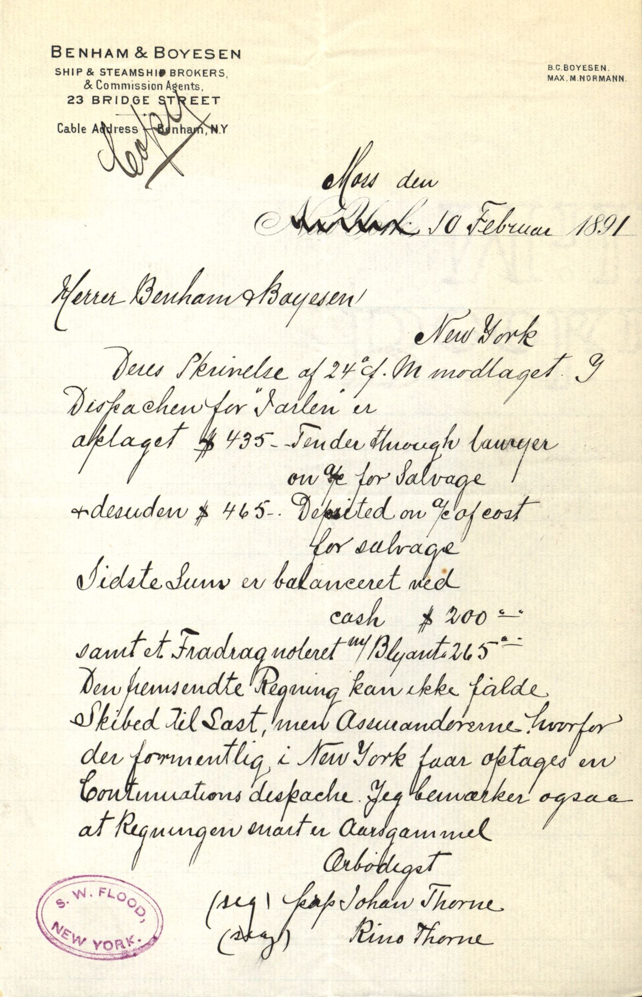 Pa 63 - Østlandske skibsassuranceforening, VEMU/A-1079/G/Ga/L0023/0012: Havaridokumenter / Columbus, Christiane Sophie, Marie, Jarlen, Kong Carl XV, 1889, s. 63