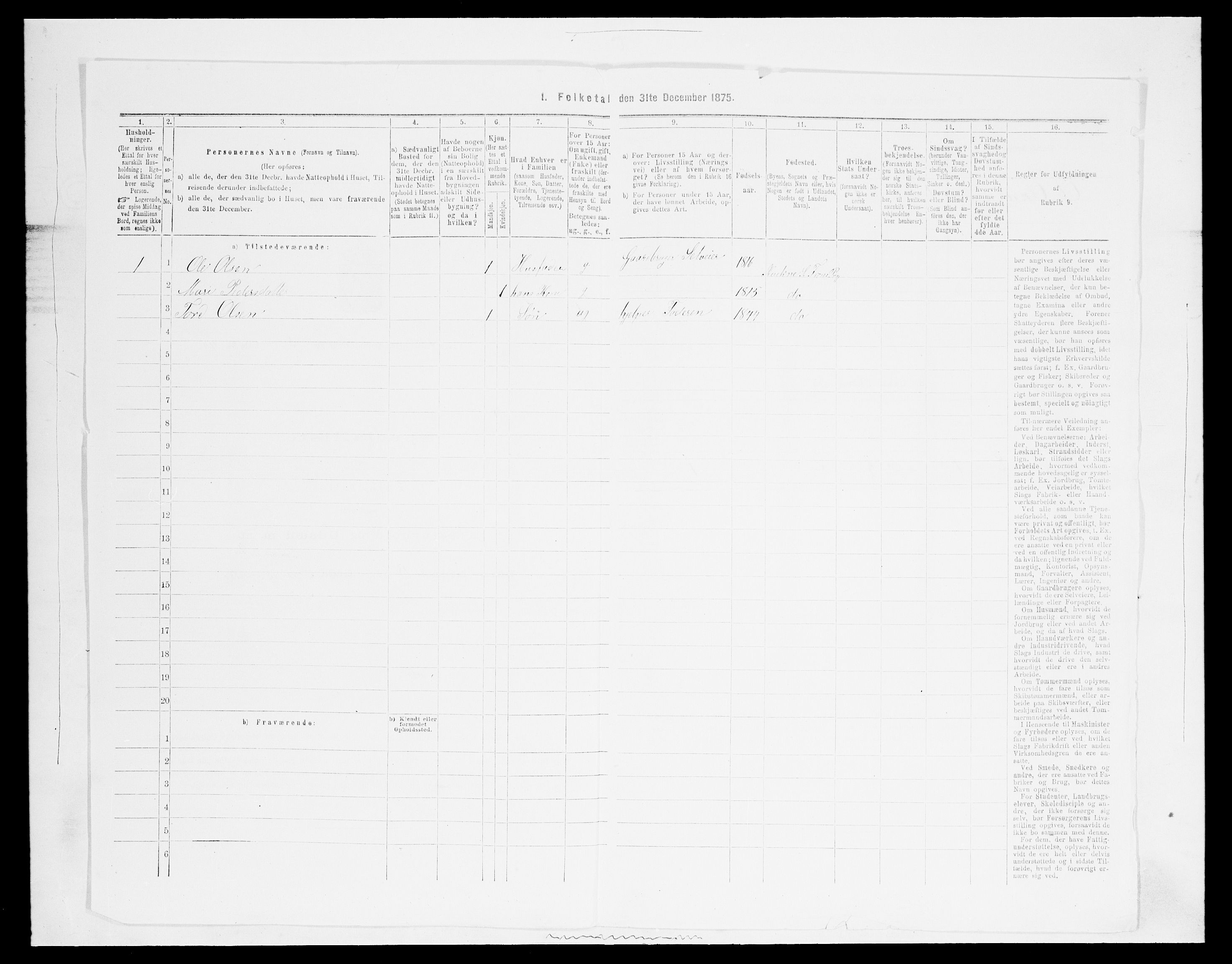 SAH, Folketelling 1875 for 0515P Vågå prestegjeld, 1875, s. 1354