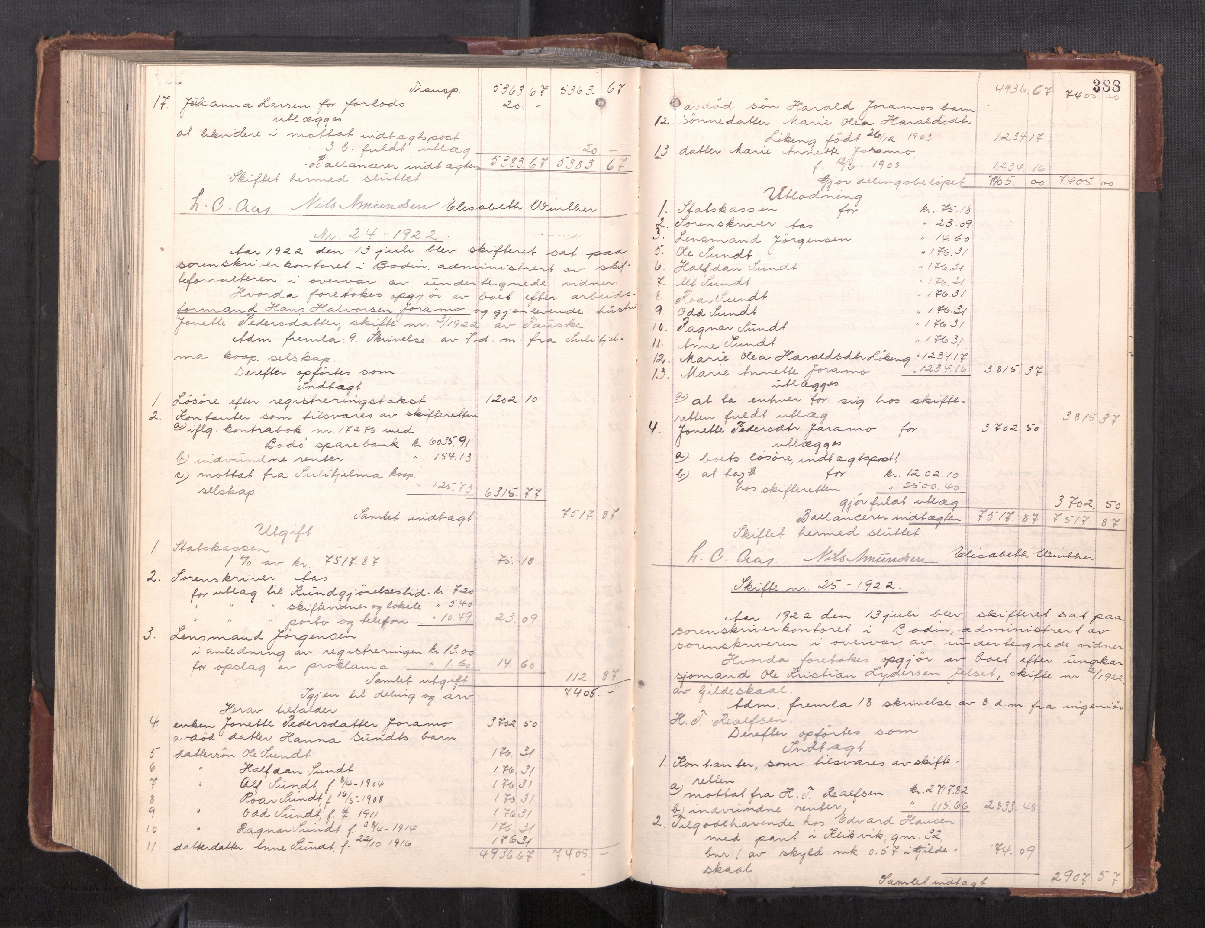 Salten sorenskriveri, AV/SAT-A-4578/1/3/3A/L0065: Skifteslutningsprotokoll, 1912-1922, s. 388