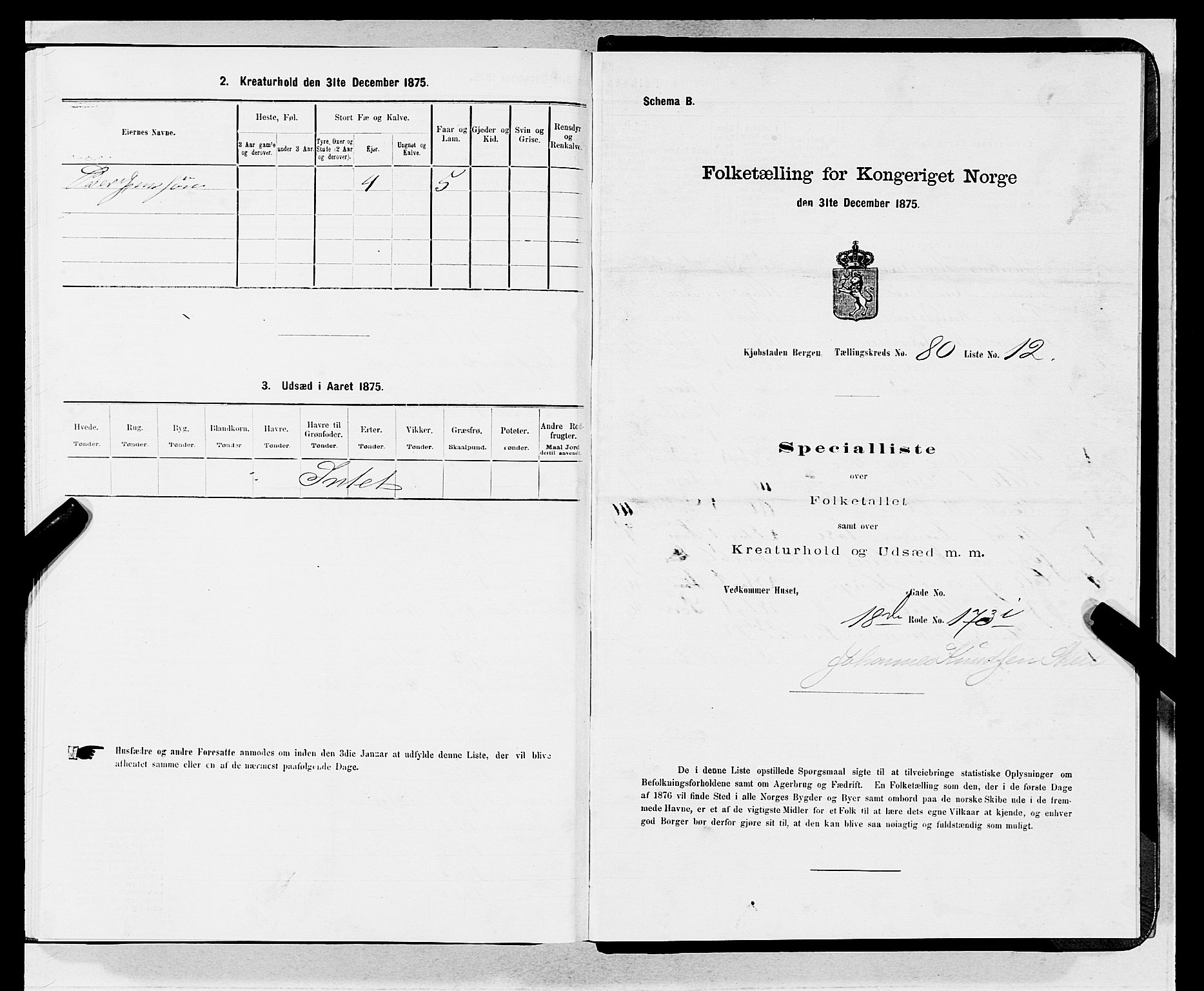 SAB, Folketelling 1875 for 1301 Bergen kjøpstad, 1875, s. 4307